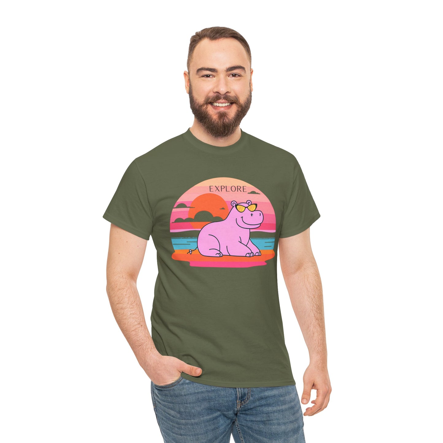 Cute Hippo 'Explore' Tee - Summer Fun