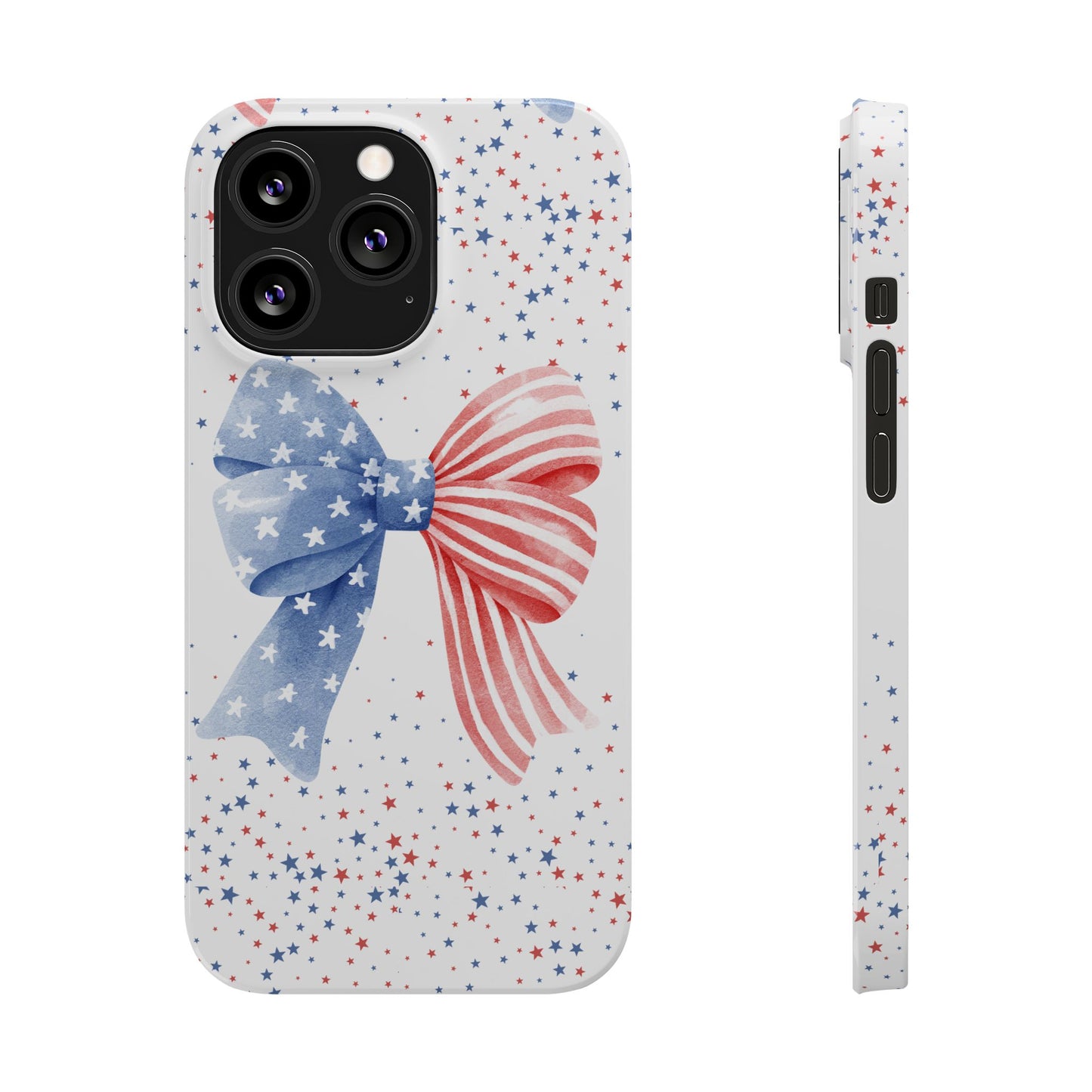 Patriotic Slim Phone Cases with Bow Design, Cute Phone Covers, Summer Accessories, Fourth of July Gift, Trendy Tech