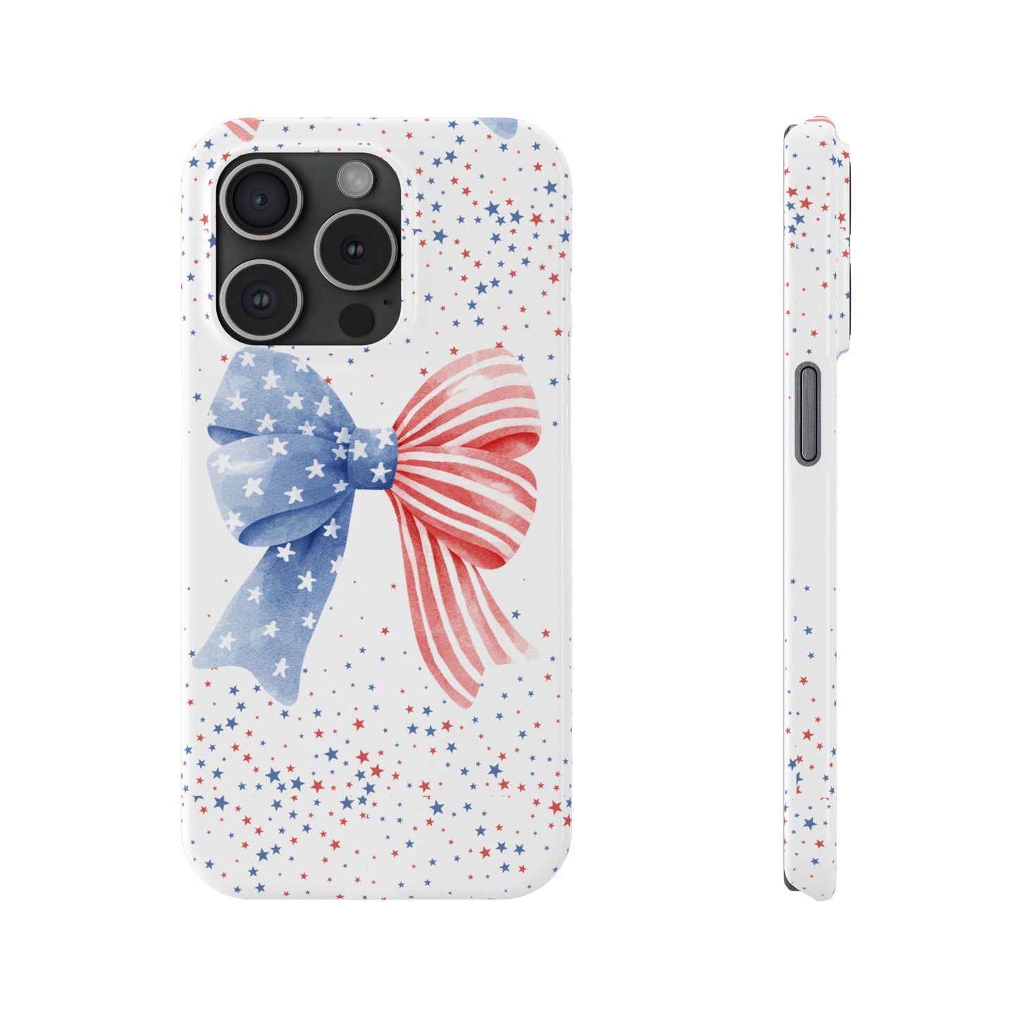 Patriotic Slim Phone Cases with Bow Design, Cute Phone Covers, Summer Accessories, Fourth of July Gift, Trendy Tech