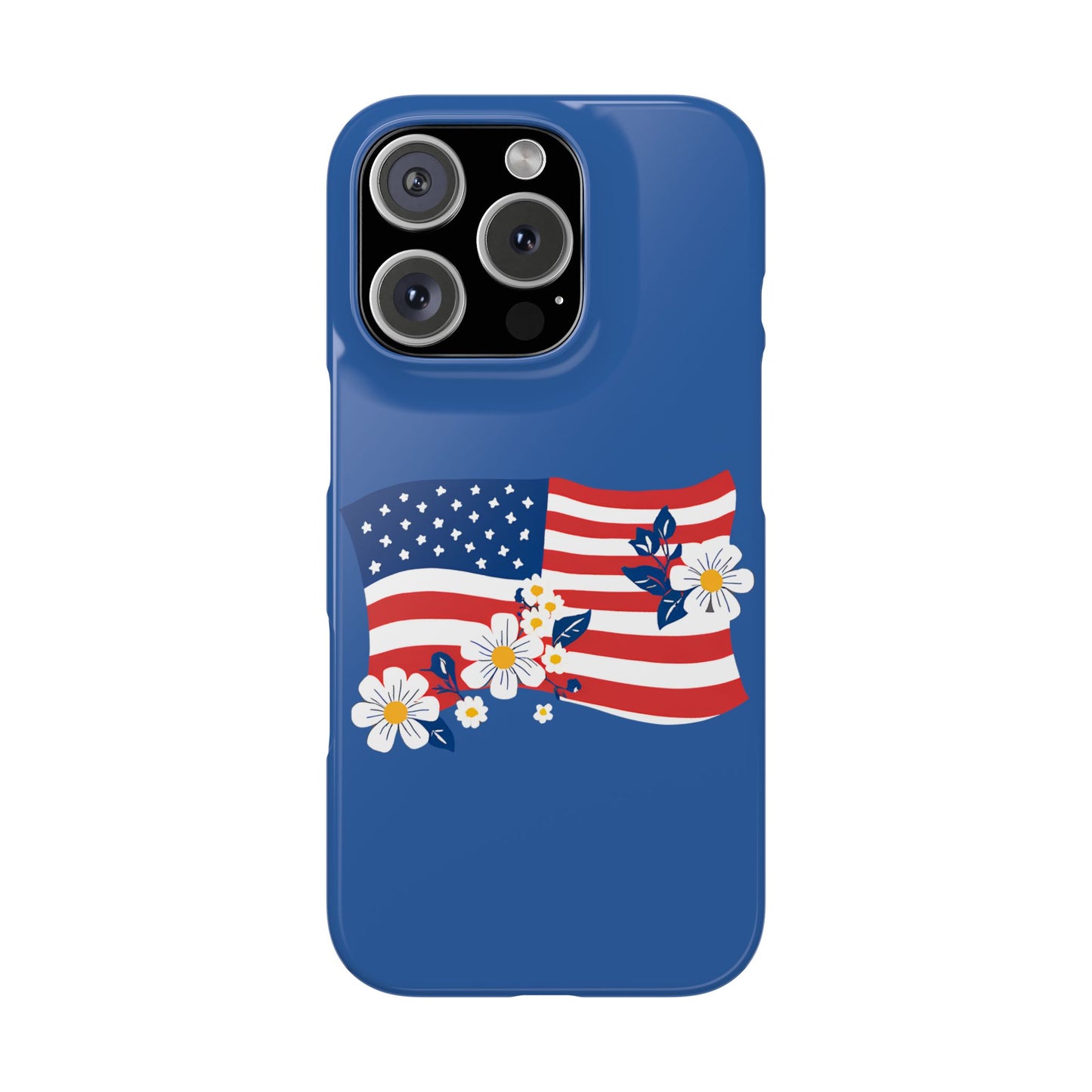 Patriotic Floral Phone Case - Slim Case for iPhone, Independence Day, Memorial Day, American Flag Design, Gifts for Her