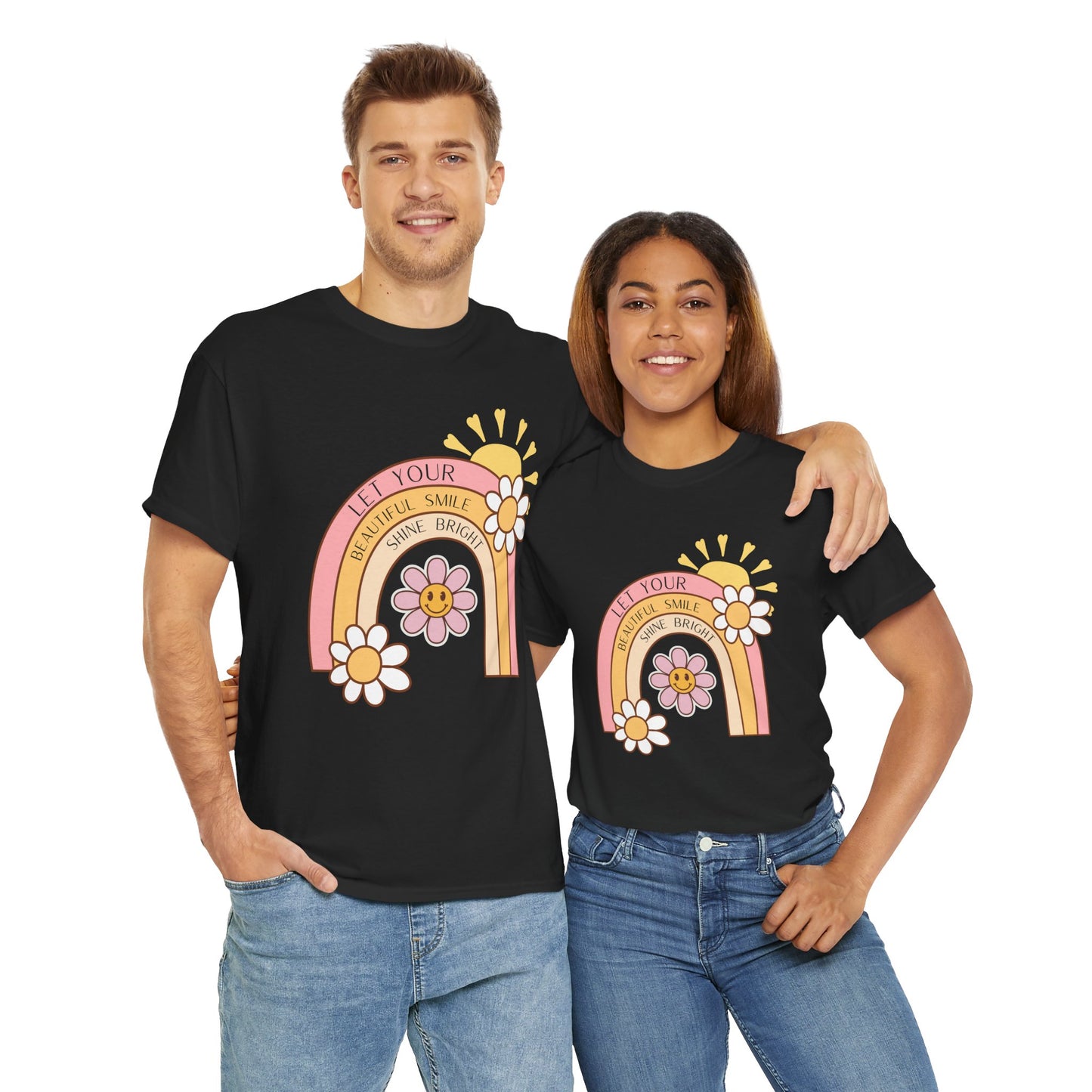 Rainbow Flower Unisex Tee - Let Your Beautiful Smile Shine Bright Design