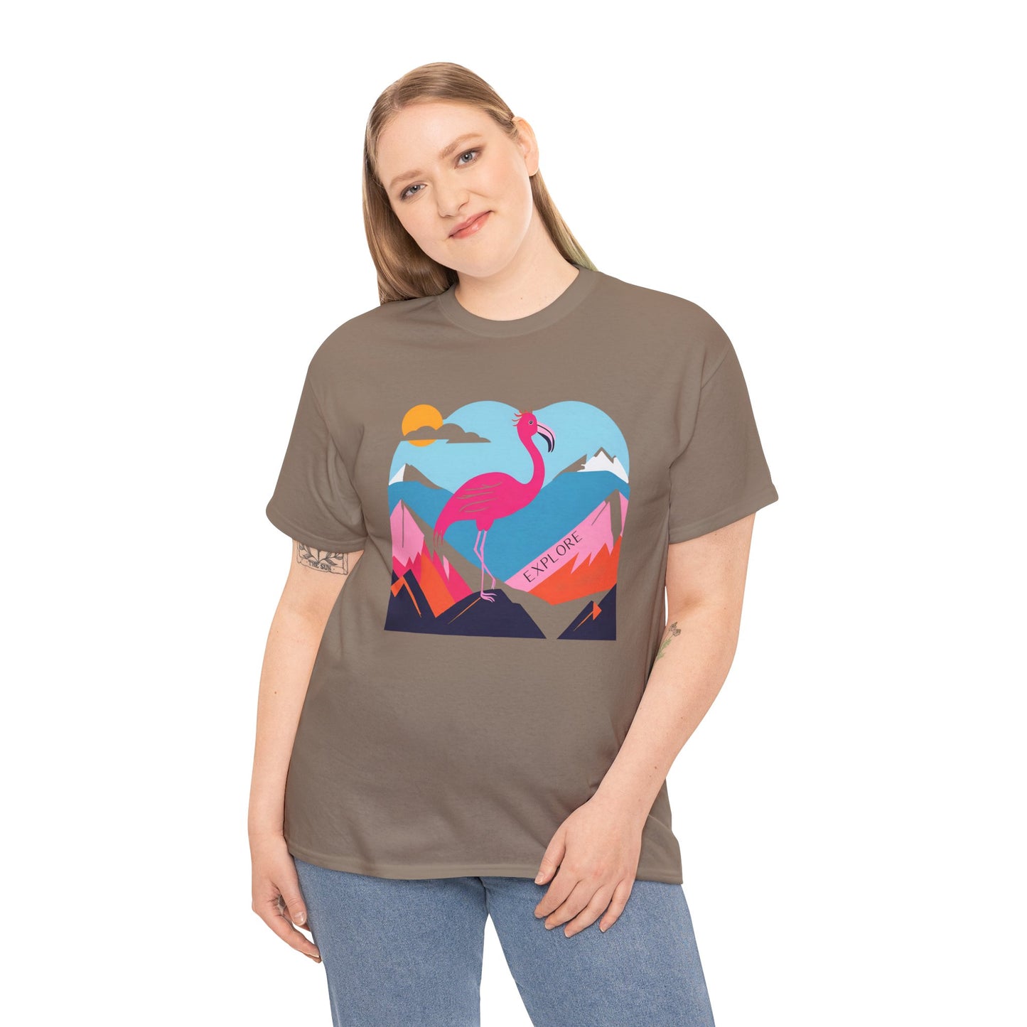 Flamingo Tee - Explore Flamingo Unisex Heavy Cotton Tee