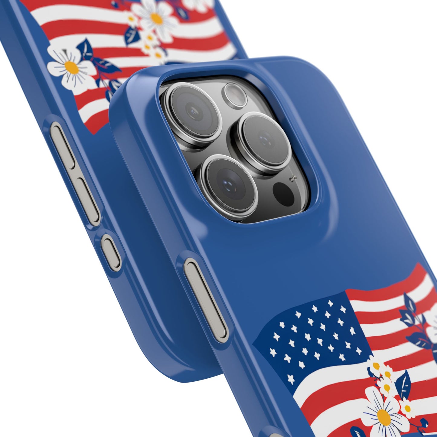 Patriotic Floral Phone Case - Slim Case for iPhone, Independence Day, Memorial Day, American Flag Design, Gifts for Her