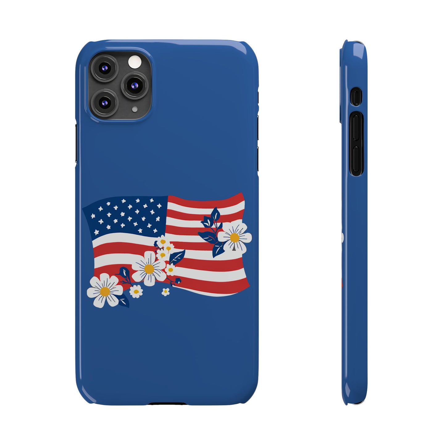 Patriotic Floral Phone Case - Slim Case for iPhone, Independence Day, Memorial Day, American Flag Design, Gifts for Her