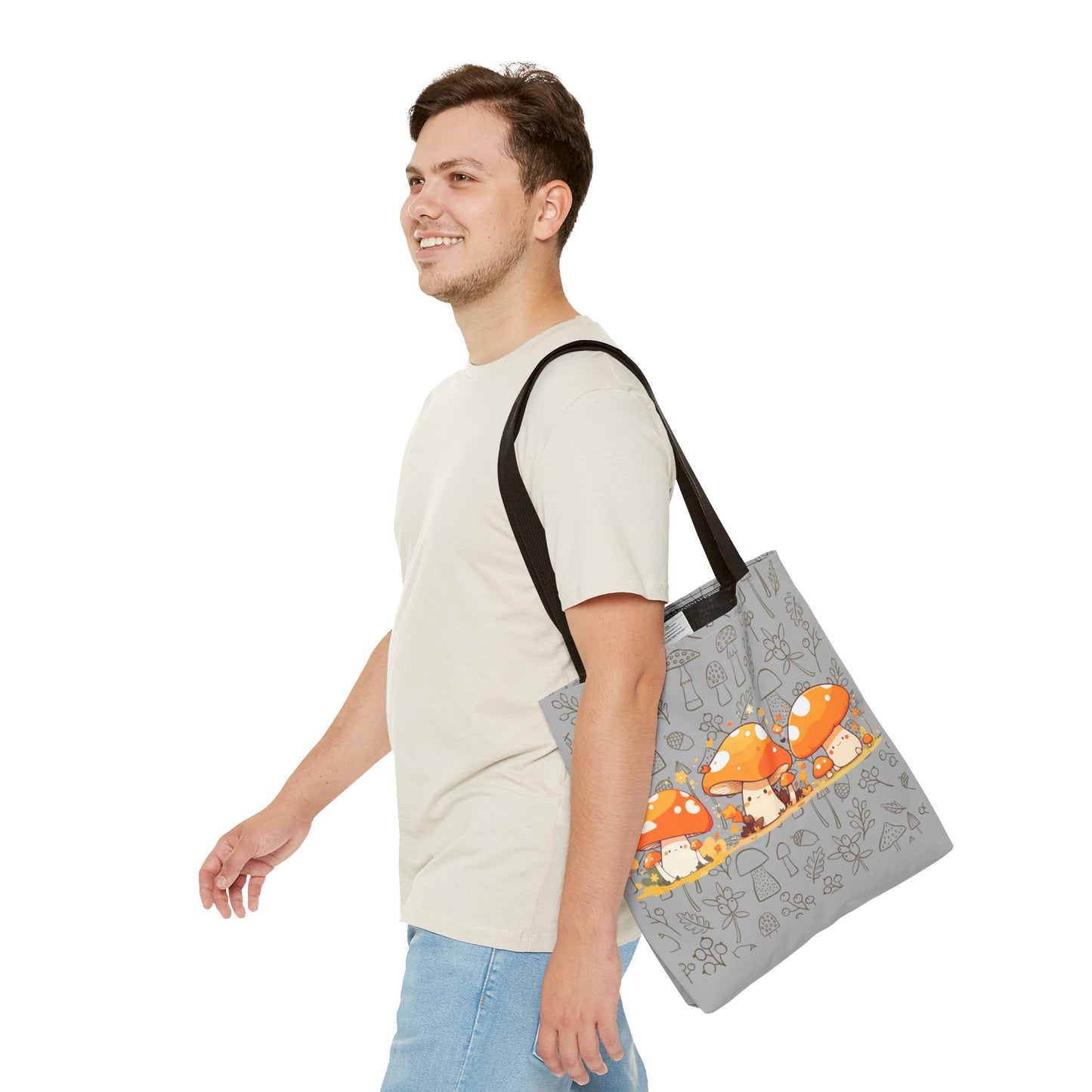 Cute Mushroom Tote Bag - Whimsical Nature Print for Eco-Friendly Style