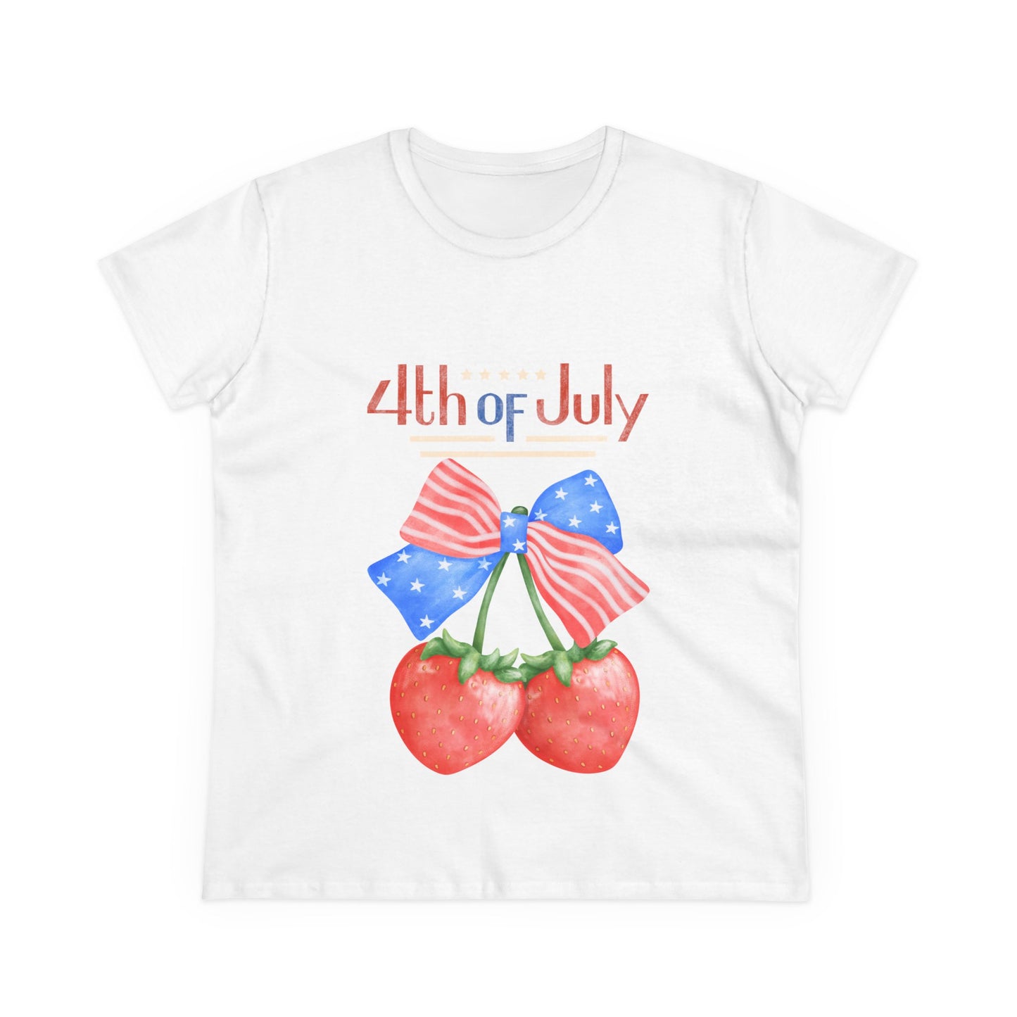 Patriotic Women's Tee for 4th of July, Cute Independence Day Shirt, Summer Celebration Top, Casual Cotton T-Shirt, Gift for Her