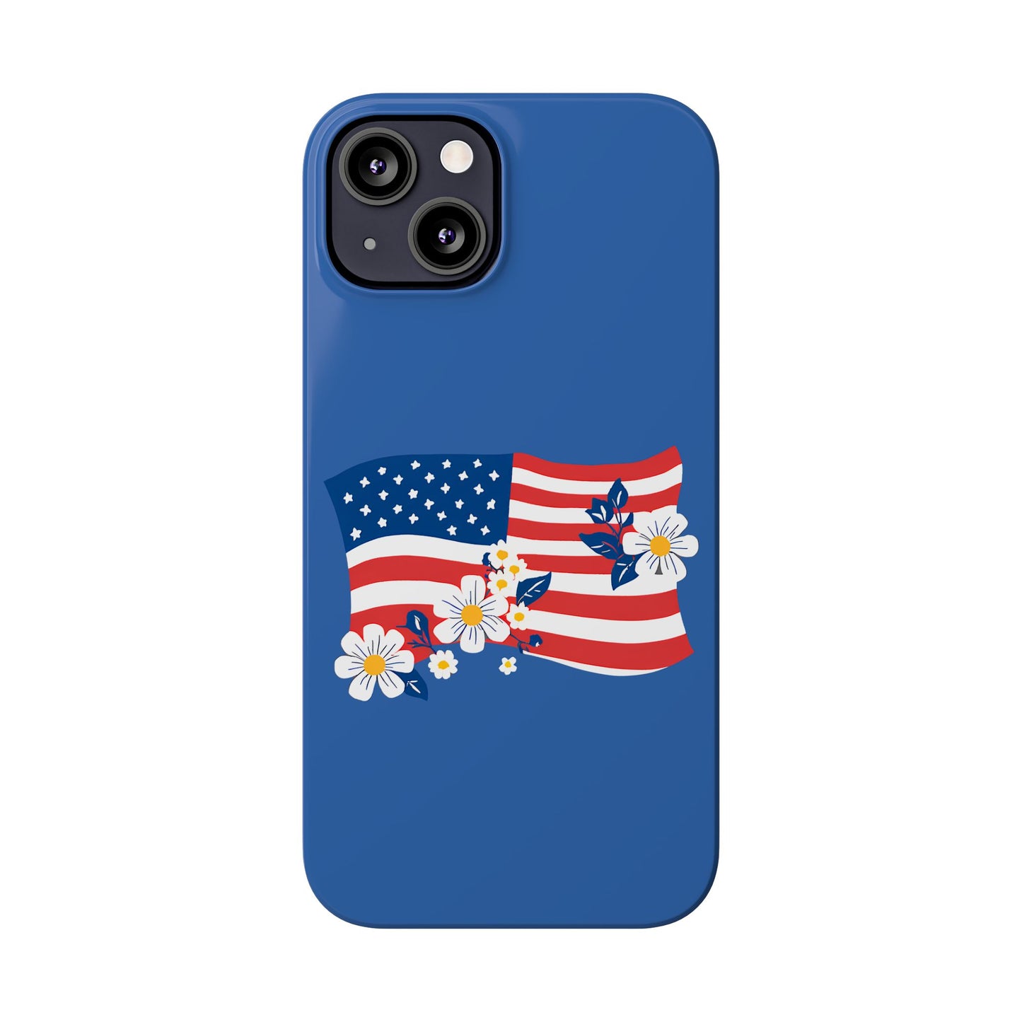 Patriotic Floral Phone Case - Slim Case for iPhone, Independence Day, Memorial Day, American Flag Design, Gifts for Her