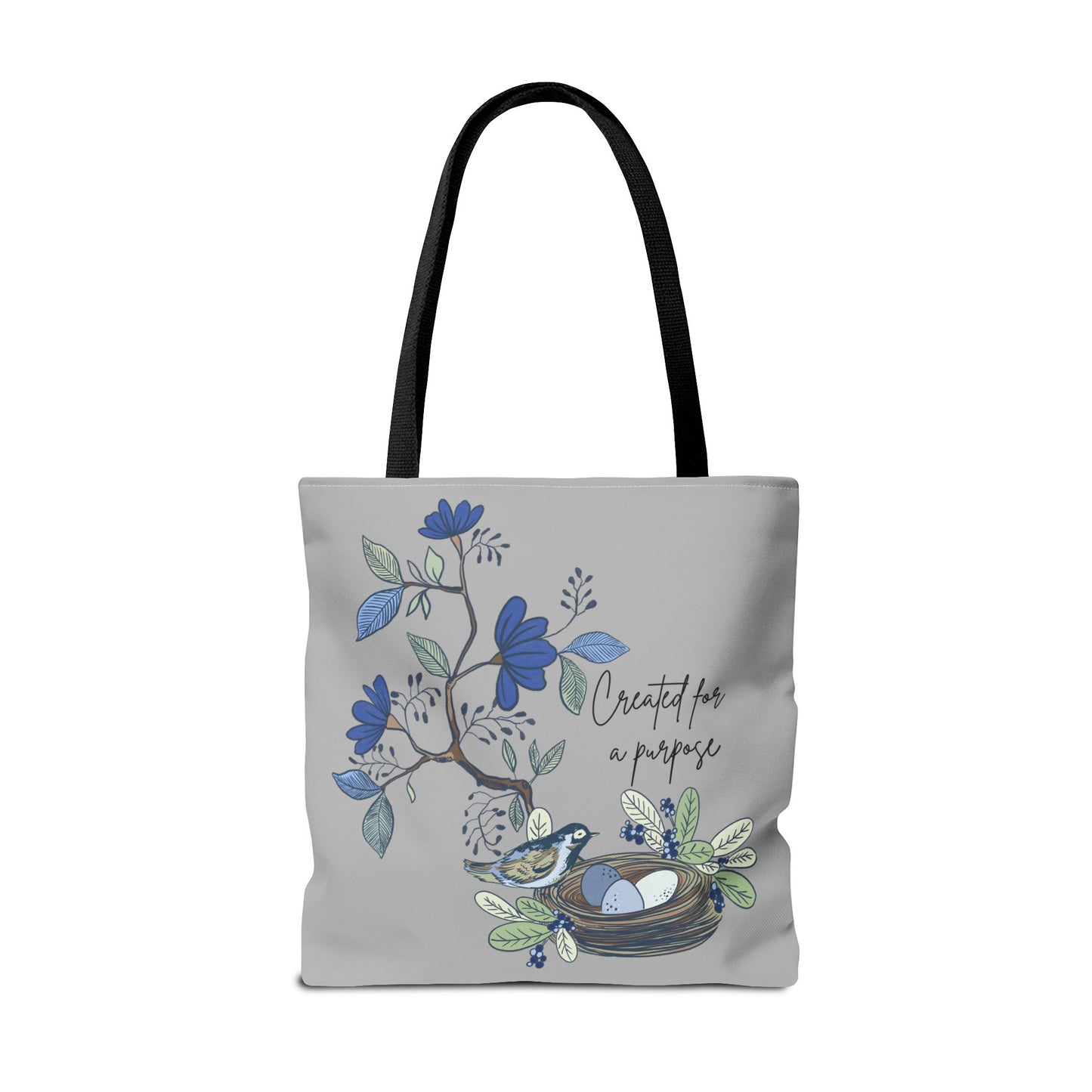 Faith Inspired Tote Bag - 'Created for a Purpose' Floral Design