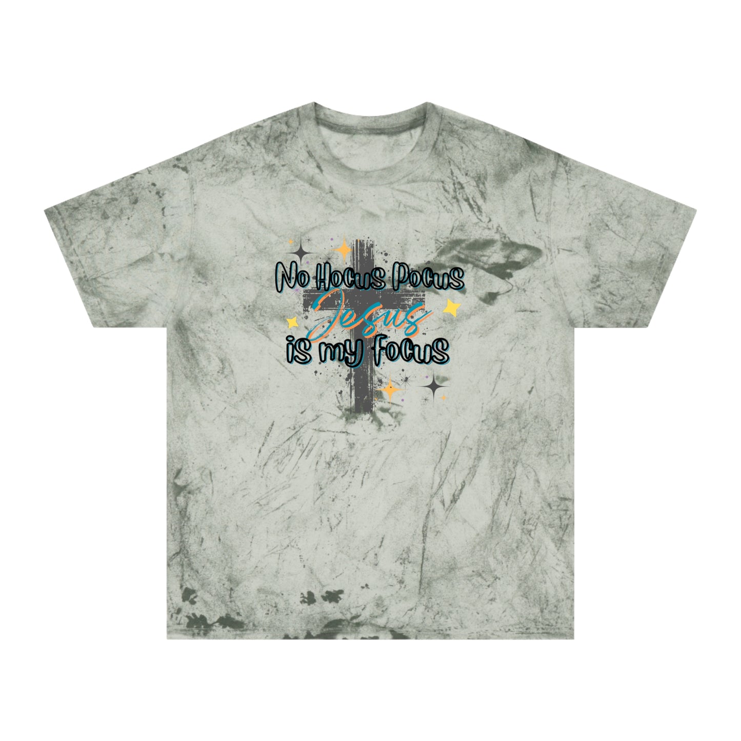 Fall Inspired Unisex Color Blast T-Shirt - No Hocus Pocus, Jesus is My Focus