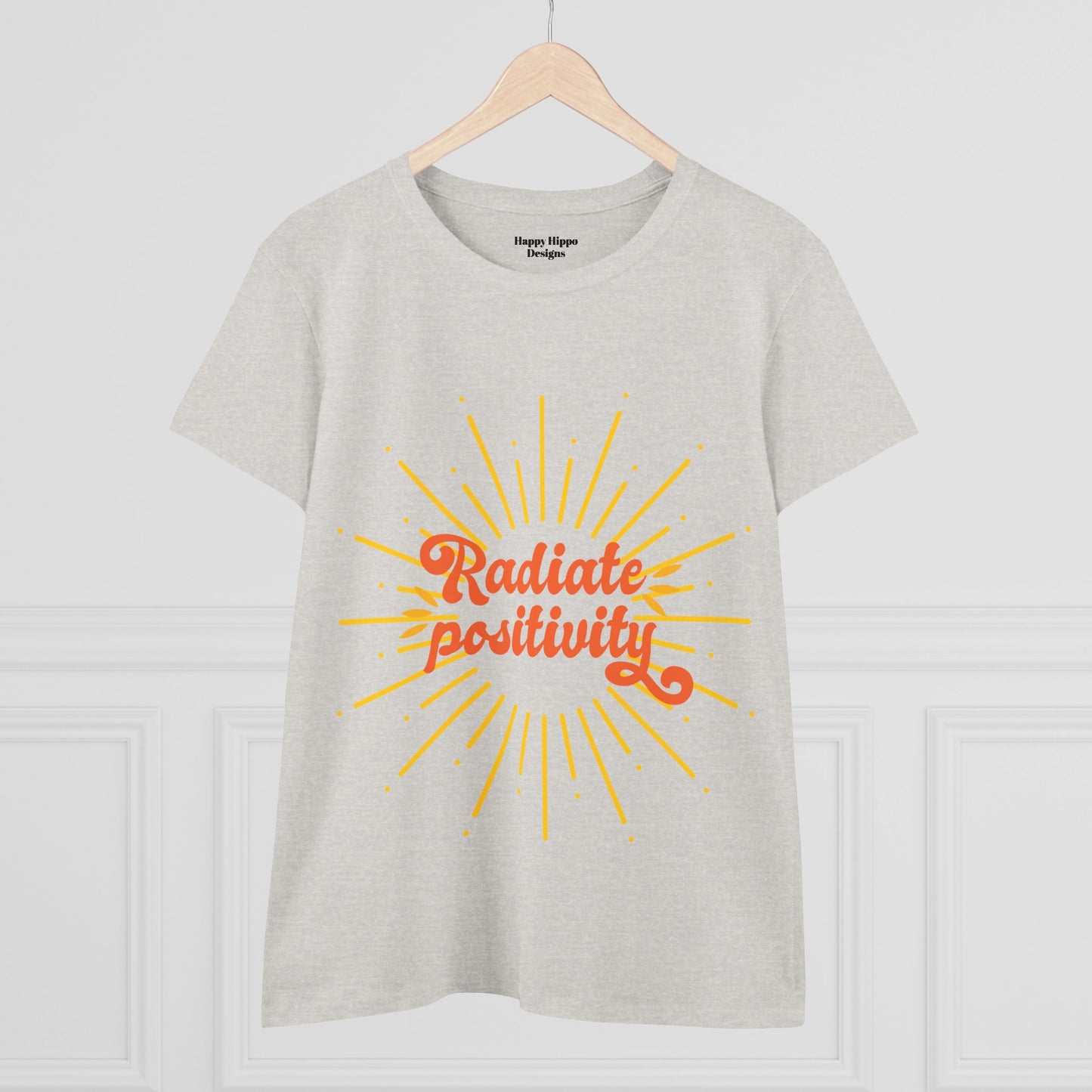 Radiate Positivity Women's Midweight Cotton Tee - Uplifting Summer T-Shirt