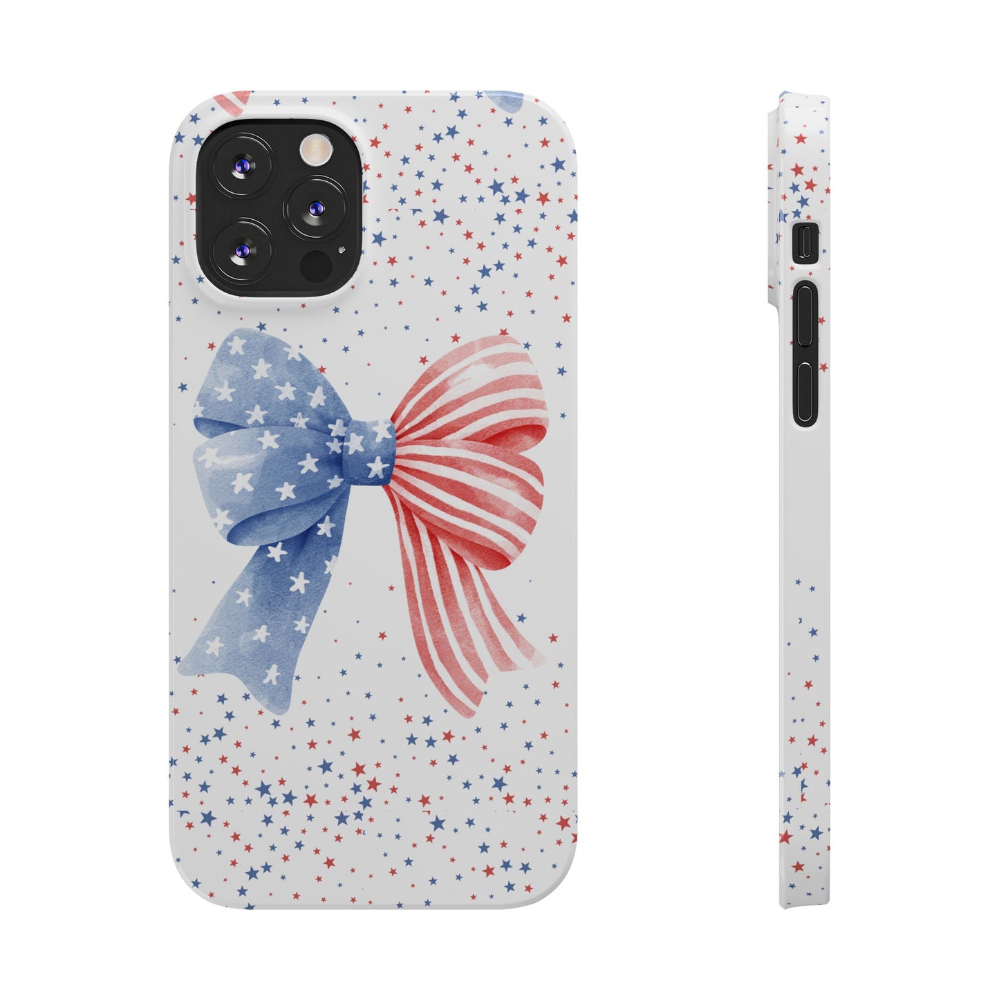 Patriotic Slim Phone Cases with Bow Design, Cute Phone Covers, Summer Accessories, Fourth of July Gift, Trendy Tech