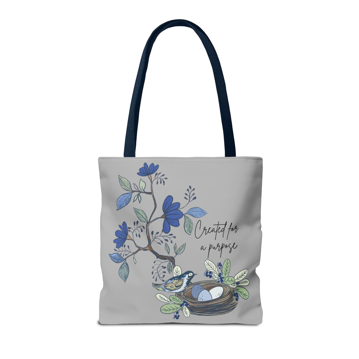Faith Inspired Tote Bag - 'Created for a Purpose' Floral Design