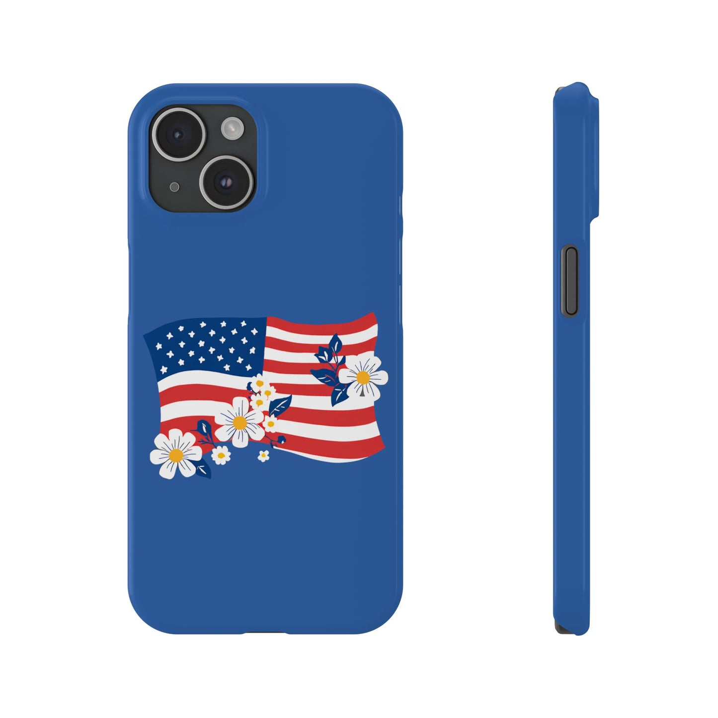 Patriotic Floral Phone Case - Slim Case for iPhone, Independence Day, Memorial Day, American Flag Design, Gifts for Her