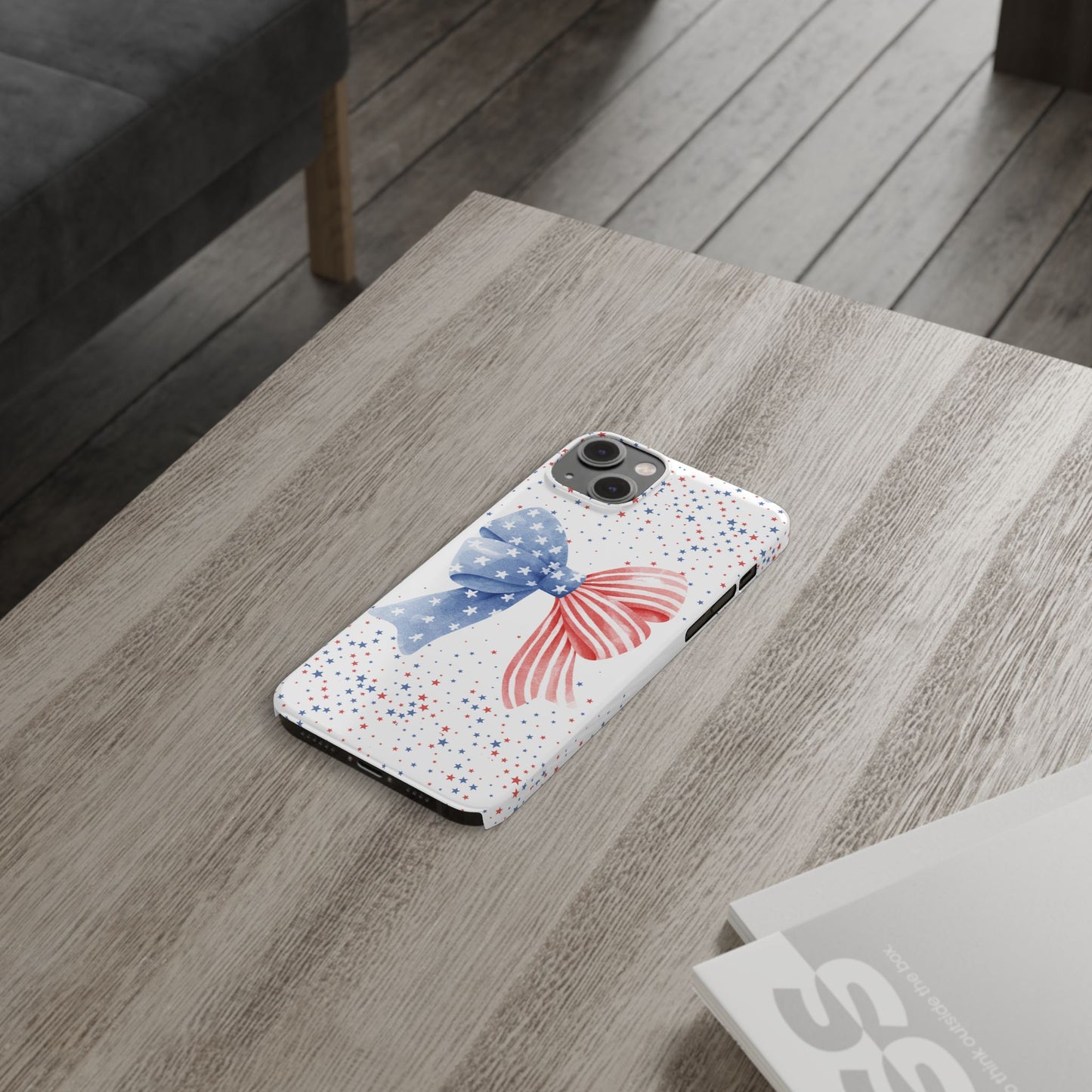 Patriotic Slim Phone Cases with Bow Design, Cute Phone Covers, Summer Accessories, Fourth of July Gift, Trendy Tech