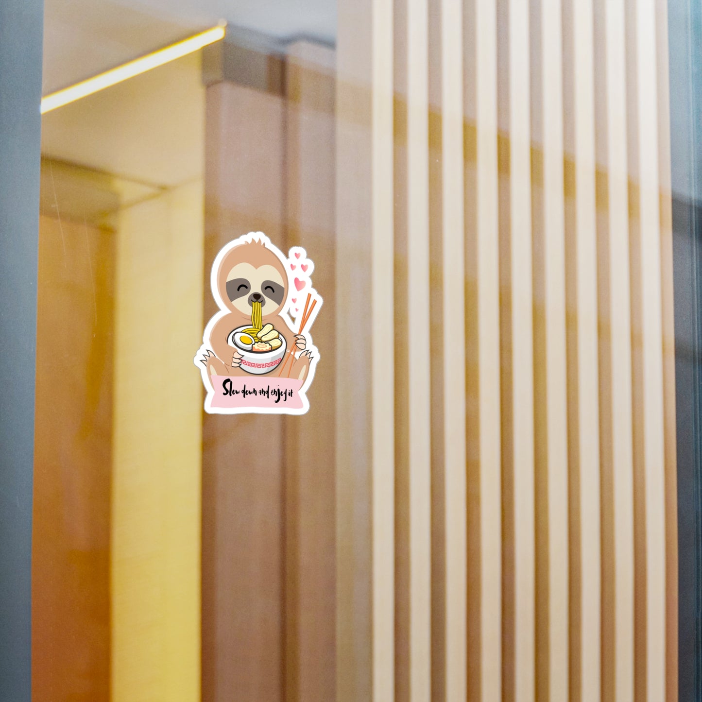 Cute Sloth Kiss-Cut Vinyl Decal - 'Slow Down and Enjoy It'