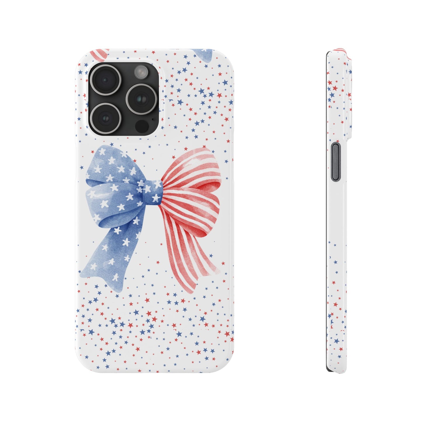 Patriotic Slim Phone Cases with Bow Design, Cute Phone Covers, Summer Accessories, Fourth of July Gift, Trendy Tech