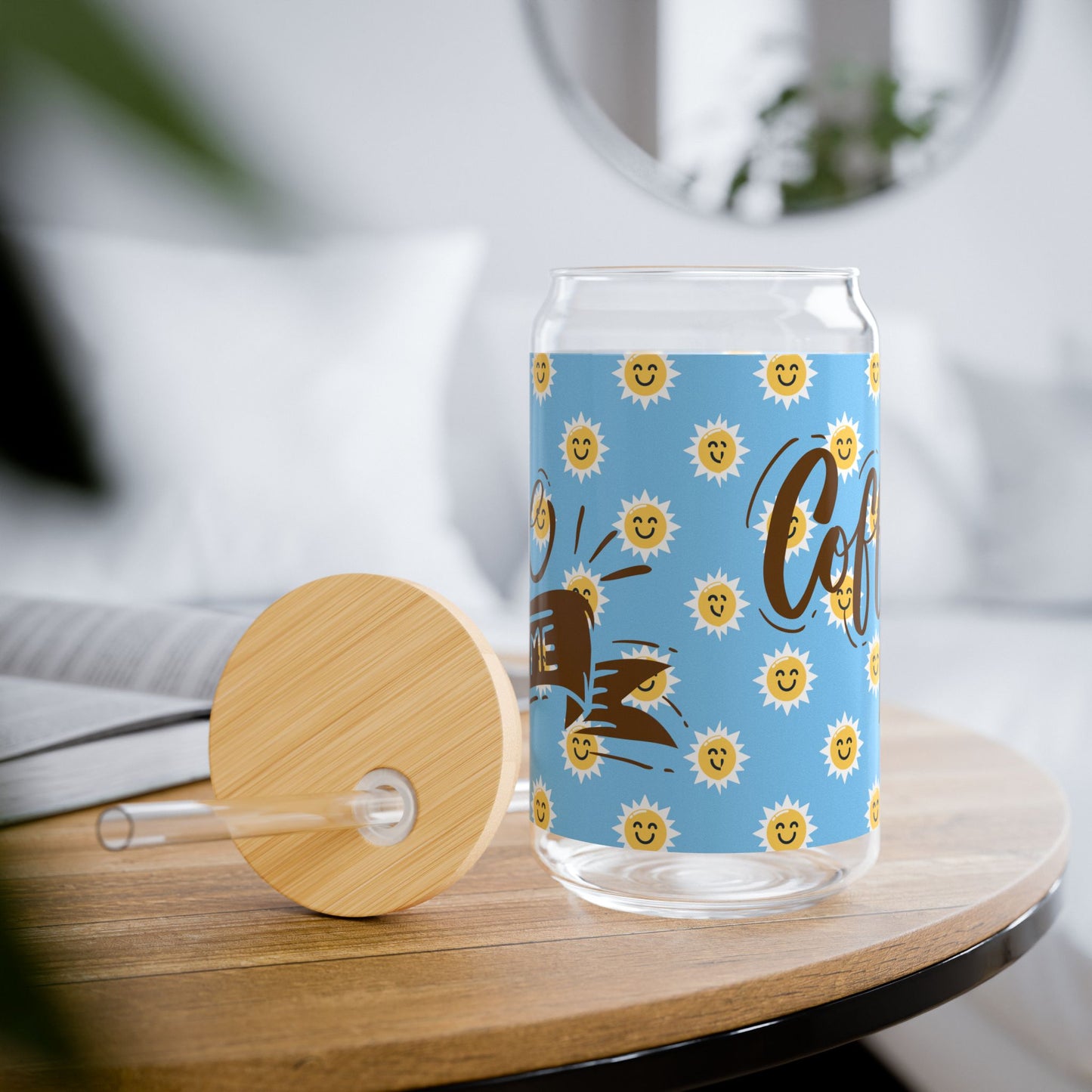 Smiley Sunshine Iced Coffee Sipper Glass