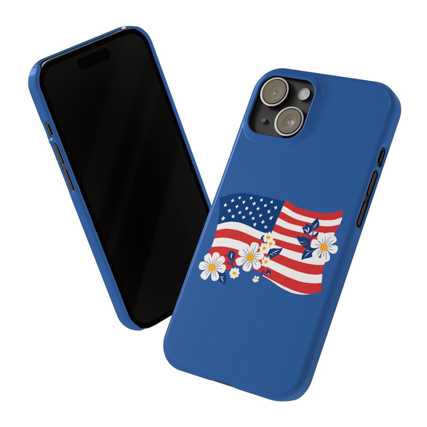 Patriotic Floral Phone Case - Slim Case for iPhone, Independence Day, Memorial Day, American Flag Design, Gifts for Her
