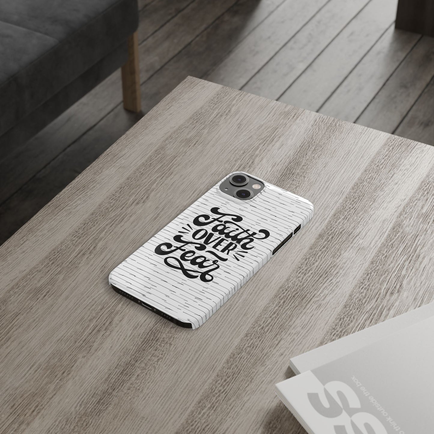 Inspirational Faith Over Fear Phone Case | Slim Case for iPhone & Samsung | Motivational Gift | Modern Design