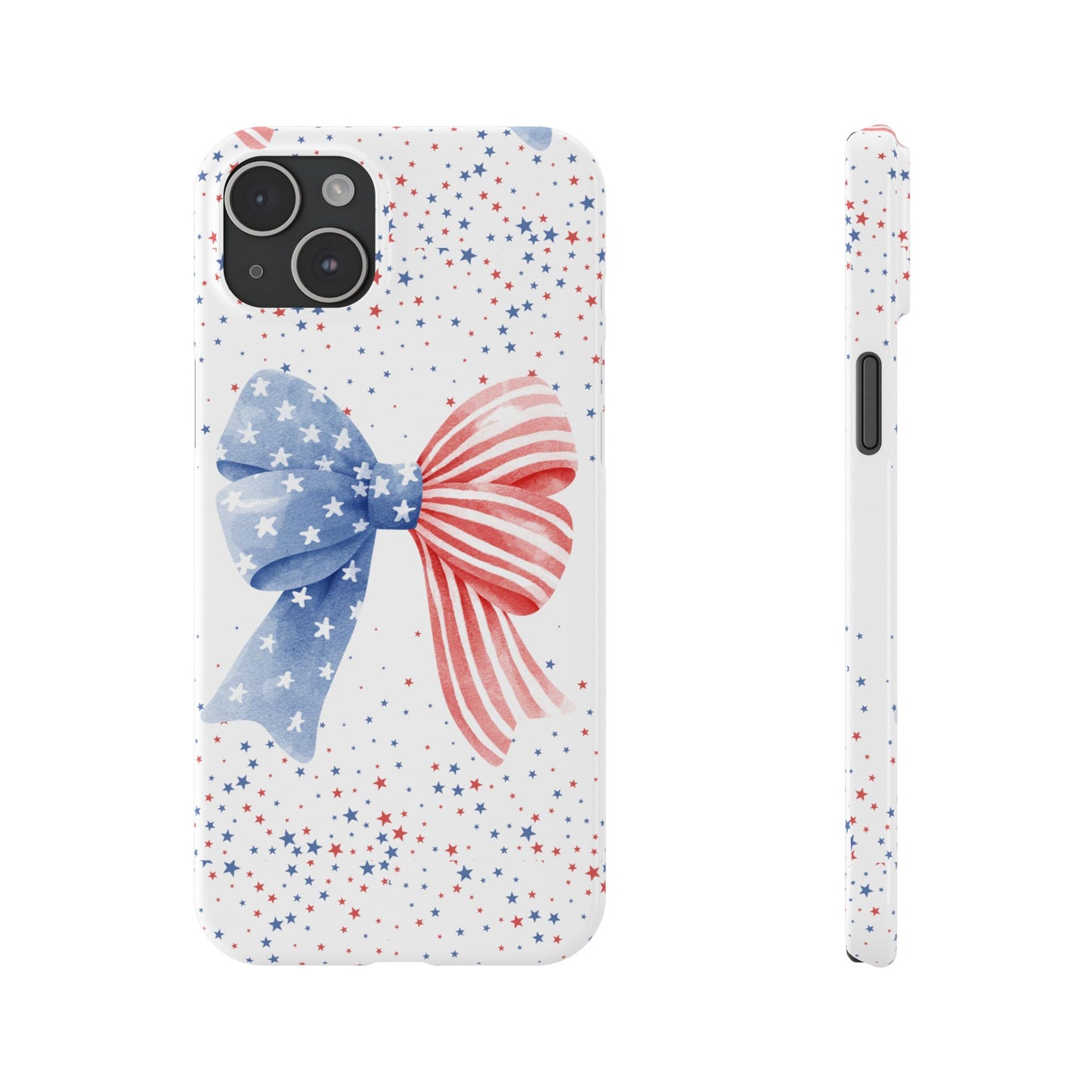 Patriotic Slim Phone Cases with Bow Design, Cute Phone Covers, Summer Accessories, Fourth of July Gift, Trendy Tech