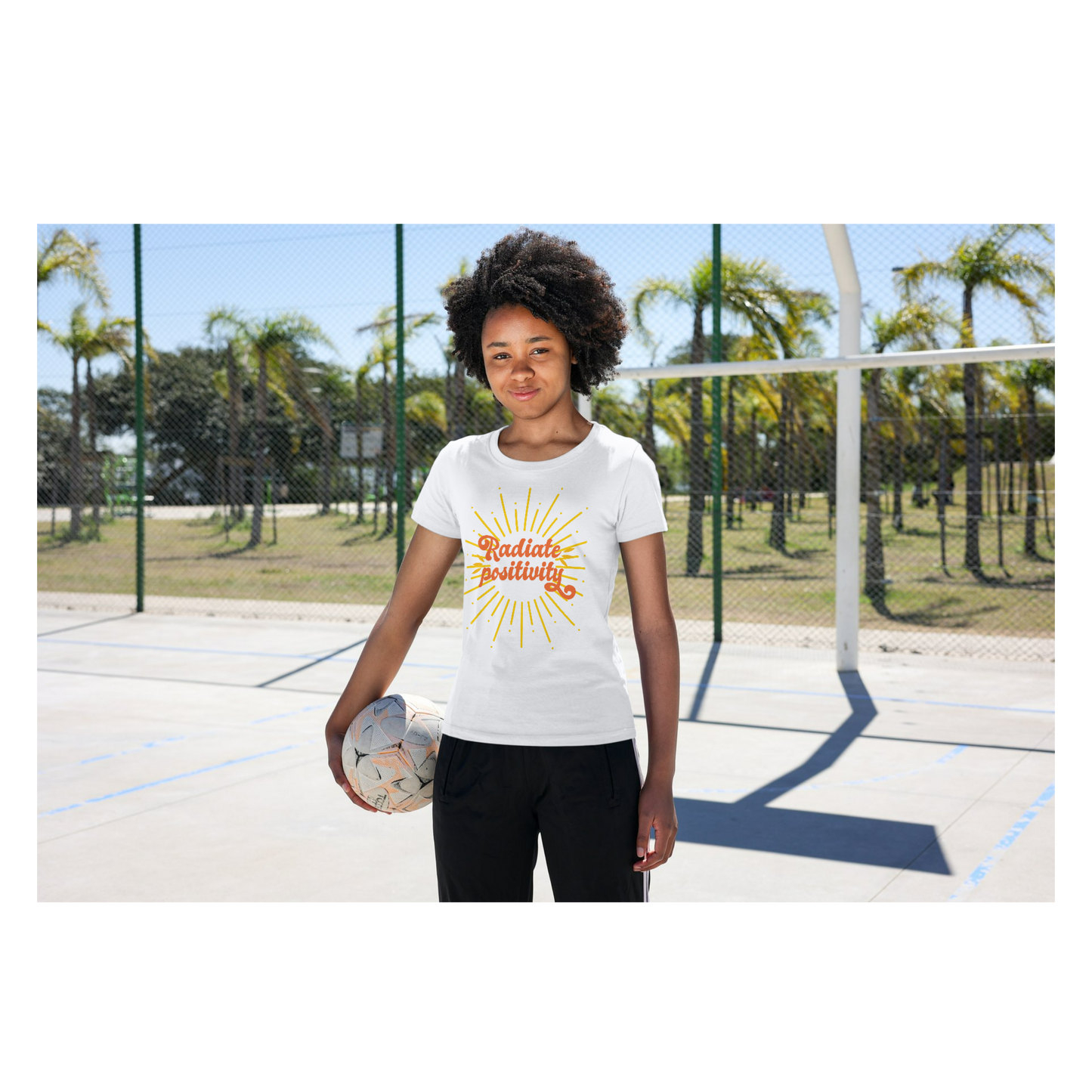 Radiate Positivity Women's Midweight Cotton Tee - Uplifting Summer T-Shirt