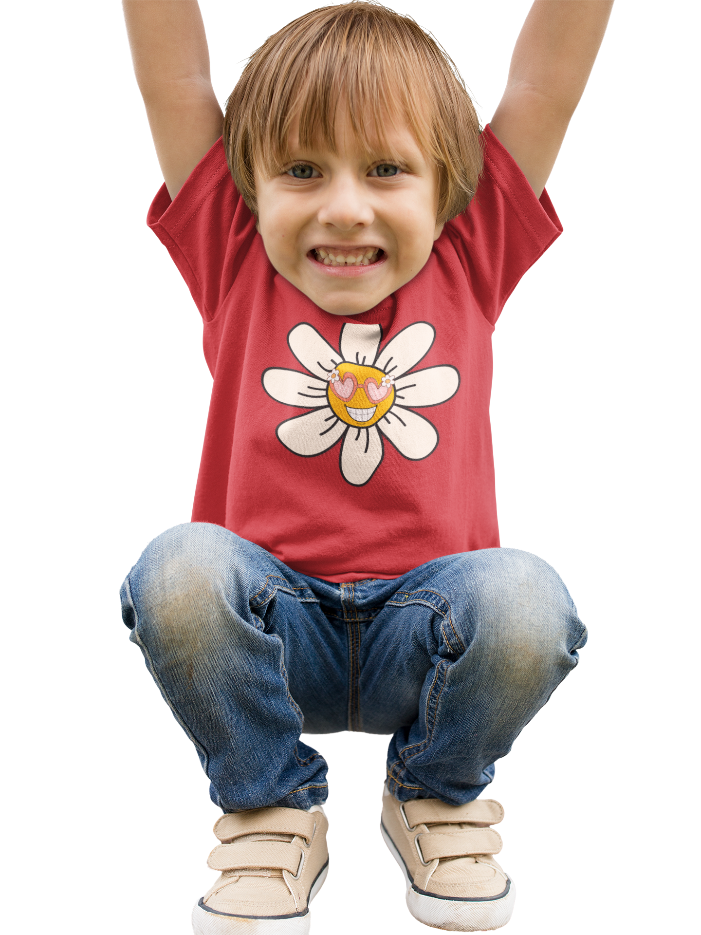 Kids Sunshine Daisy Tee - Cute Floral Heart Design for Spring/Summer