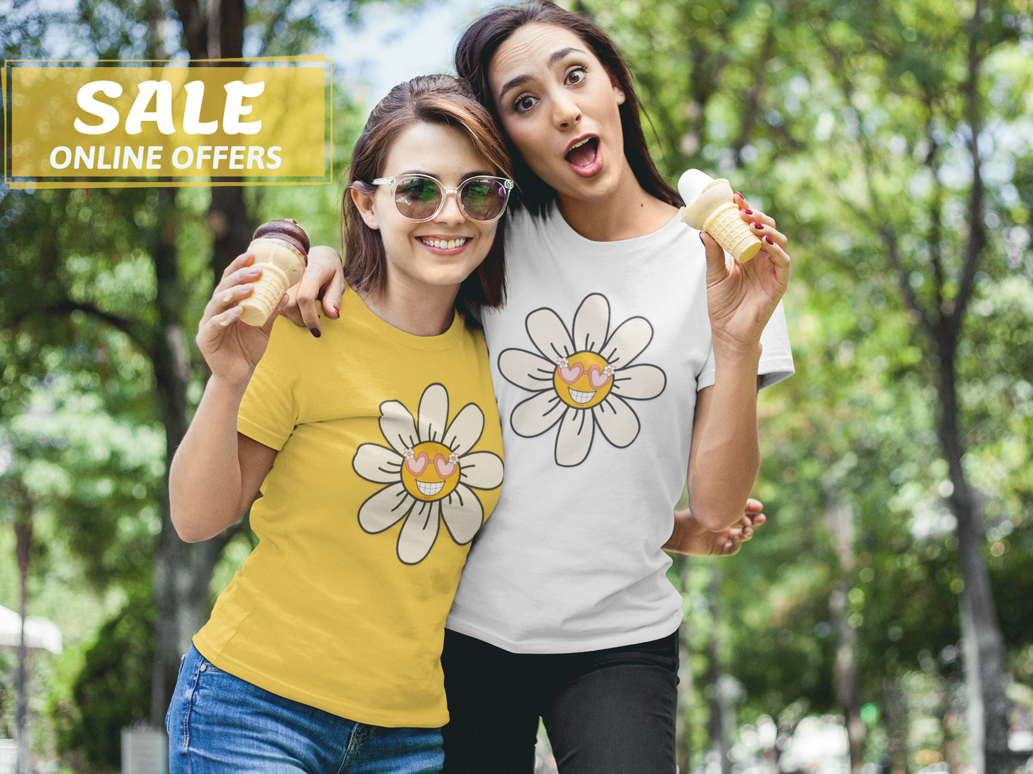 Kids Sunshine Daisy Tee - Cute Floral Heart Design for Spring/Summer