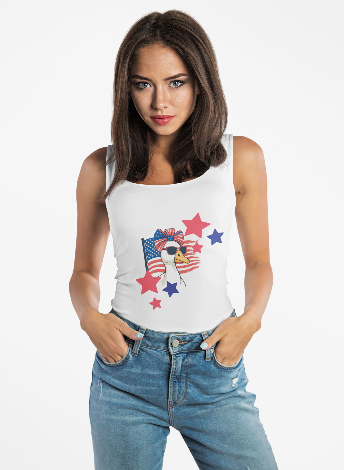 Patriotic Womens Racerback Tank Top Fourth of July, Independence Day, Summer Vibes, USA Pride, Casual Wear
