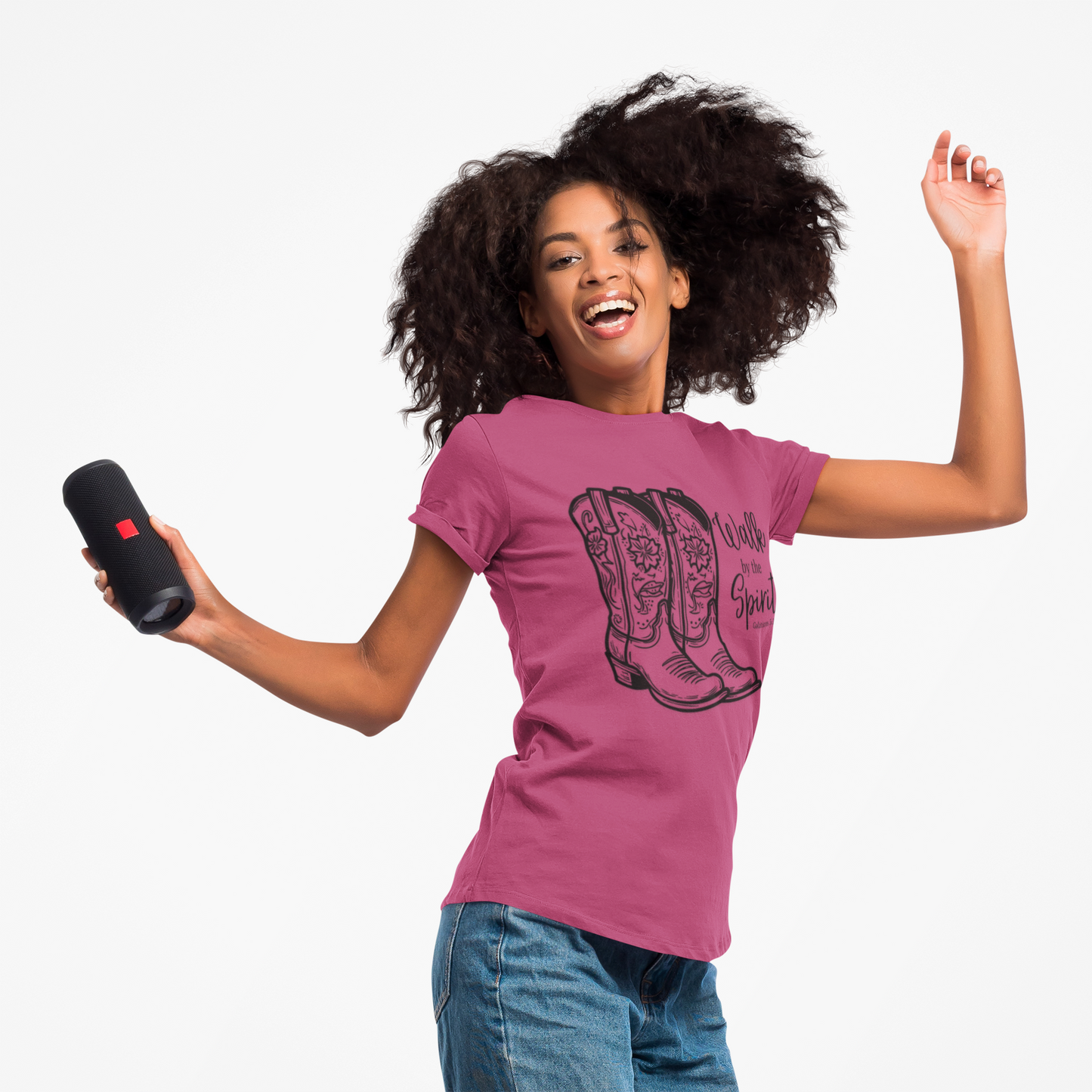 Cowgirl Boots Walk by the Spirit - Womens T- shirt