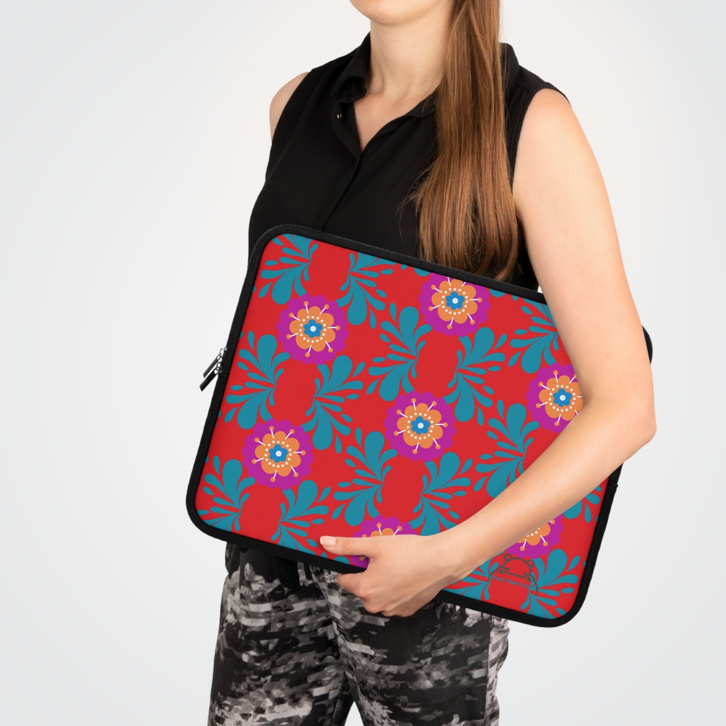 Colorful Floral Laptop Sleeve, Vibrant Tech Accessory for Students