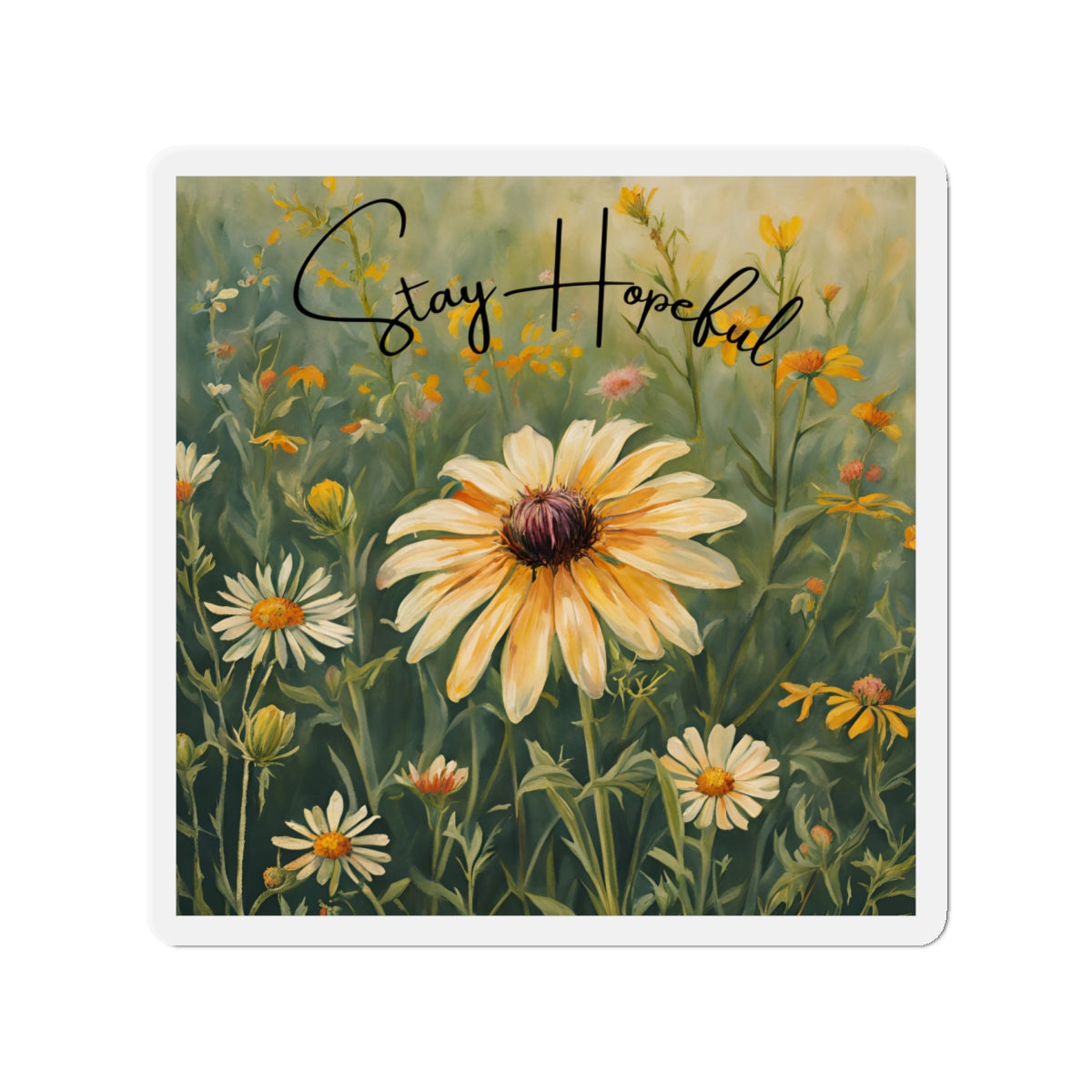 Inspirational Die-Cut Magnet - 'Stay Hopeful' Floral Design