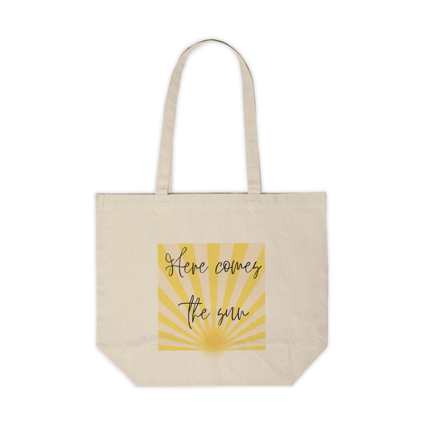 Here Comes the Sun Canvas Shopping Tote - Eco-Friendly Market Bag for Beach, Grocery & Everyday Use