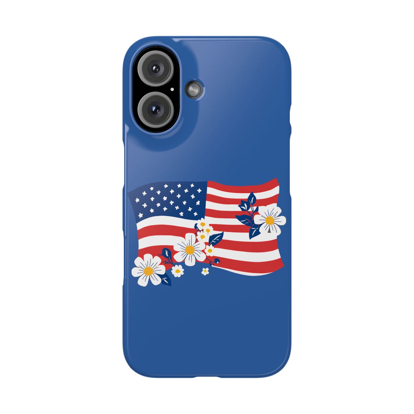 Patriotic Floral Phone Case - Slim Case for iPhone, Independence Day, Memorial Day, American Flag Design, Gifts for Her
