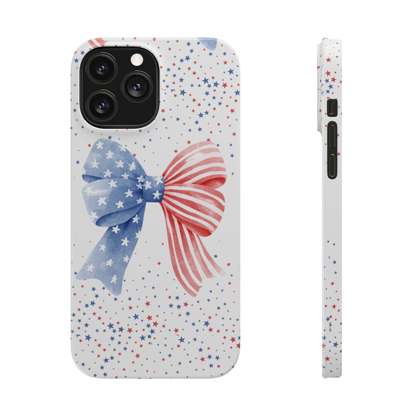Patriotic Slim Phone Cases with Bow Design, Cute Phone Covers, Summer Accessories, Fourth of July Gift, Trendy Tech
