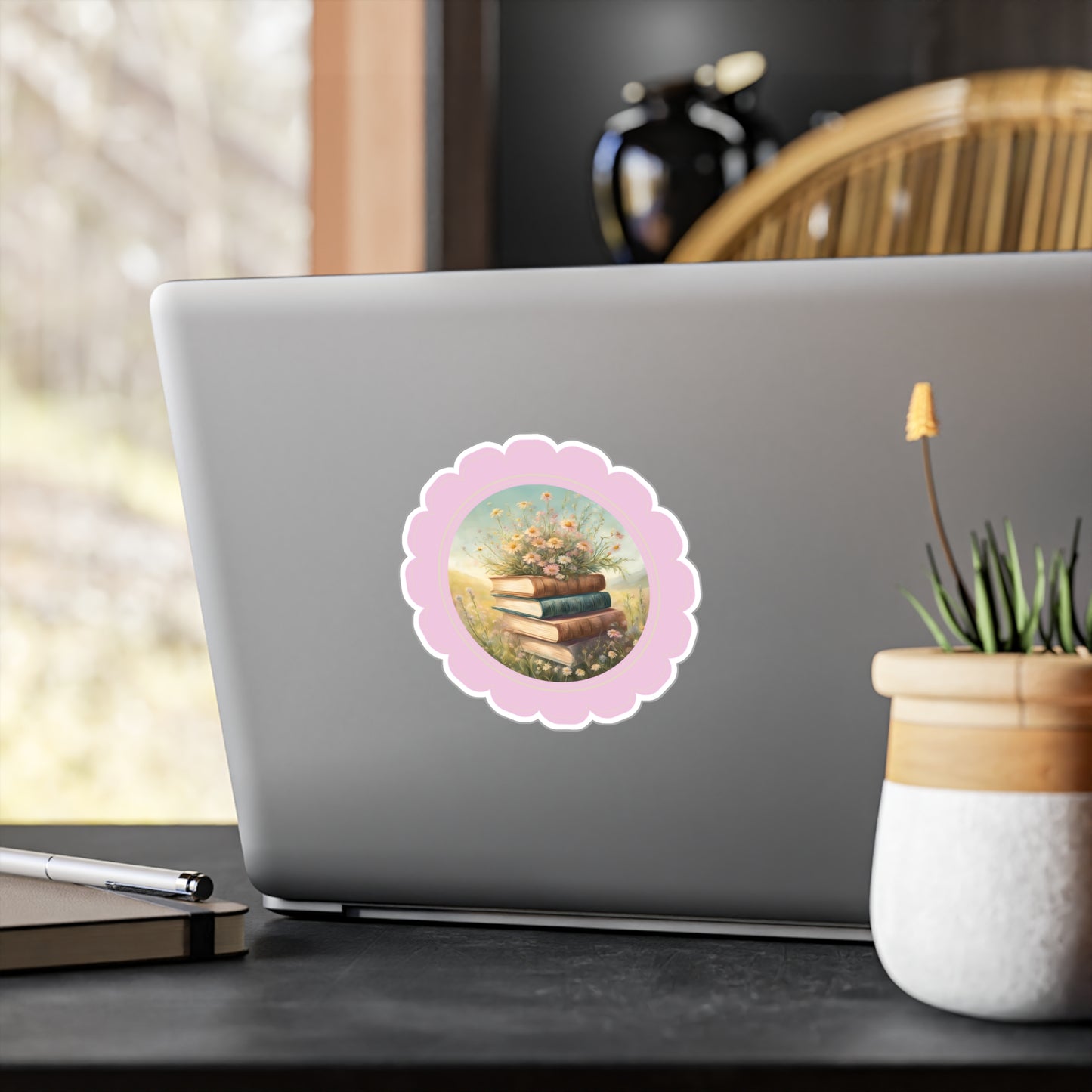 Wildflowers and books: Kiss-Cut Vinyl Decals