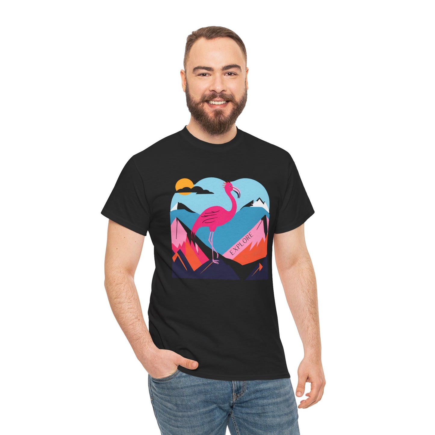 Flamingo Tee - Explore Flamingo Unisex Heavy Cotton Tee
