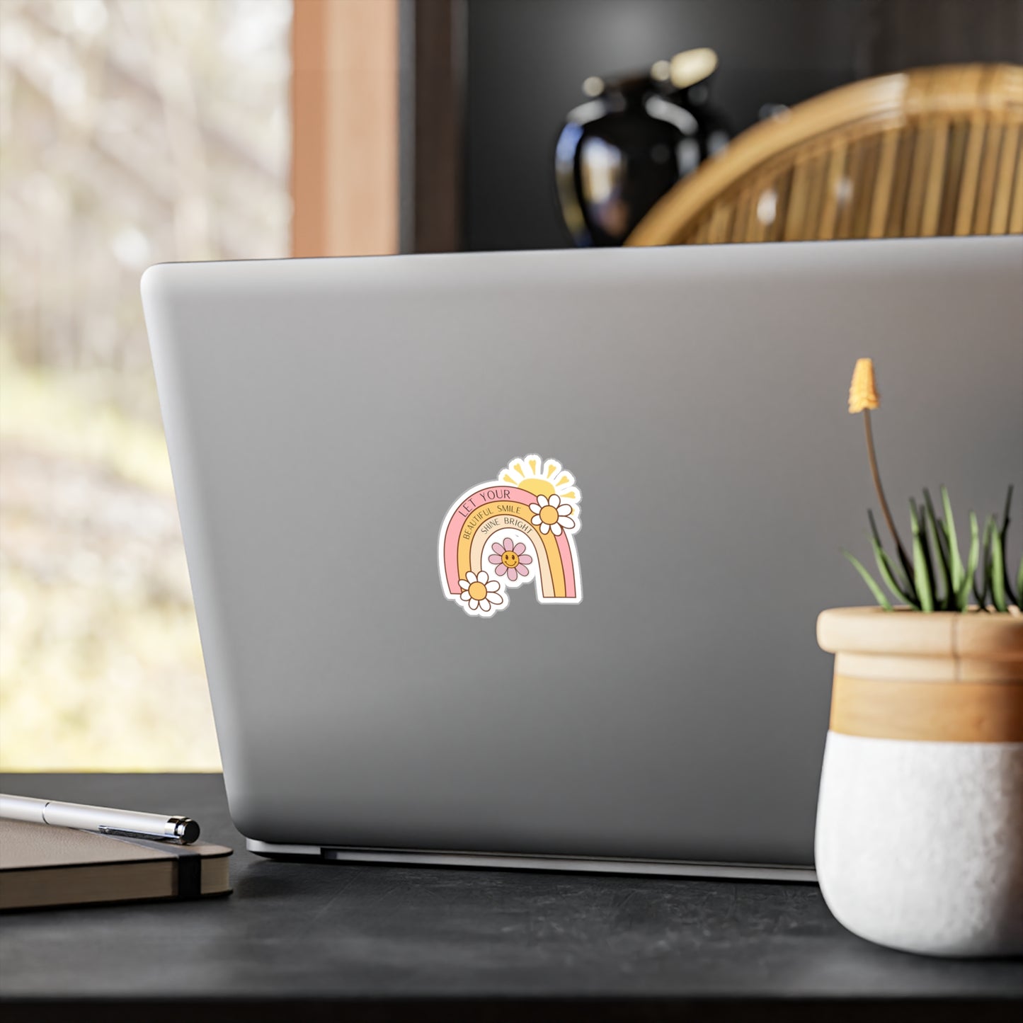 Vinyl Decals - Inspirational Rainbow 'Let Your Beautiful Smile Shine Bright'