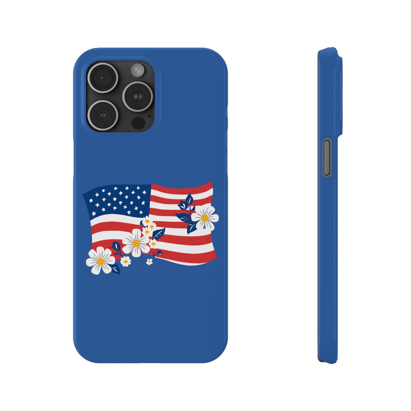 Patriotic Floral Phone Case - Slim Case for iPhone, Independence Day, Memorial Day, American Flag Design, Gifts for Her