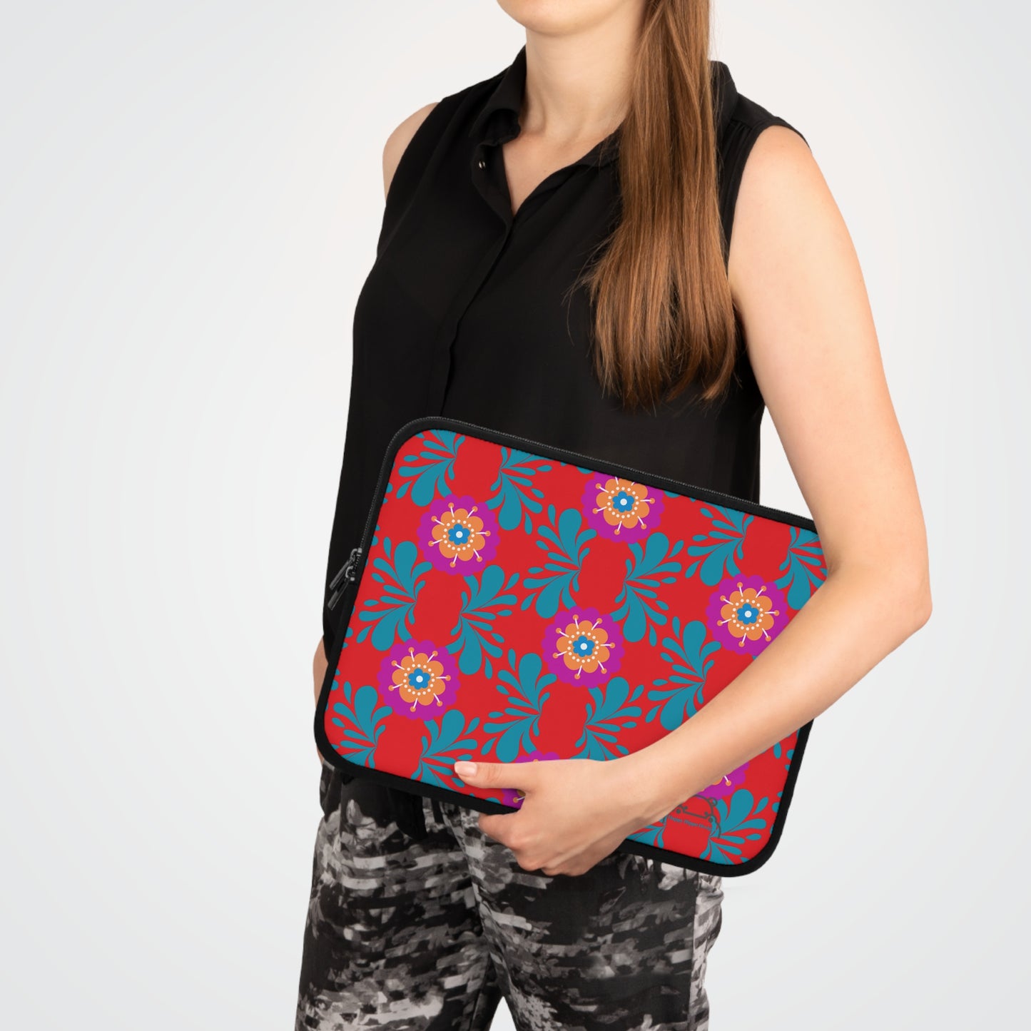 Colorful Floral Laptop Sleeve, Vibrant Tech Accessory for Students