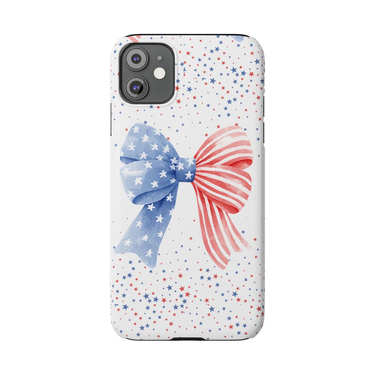 Patriotic Slim Phone Cases with Bow Design, Cute Phone Covers, Summer Accessories, Fourth of July Gift, Trendy Tech