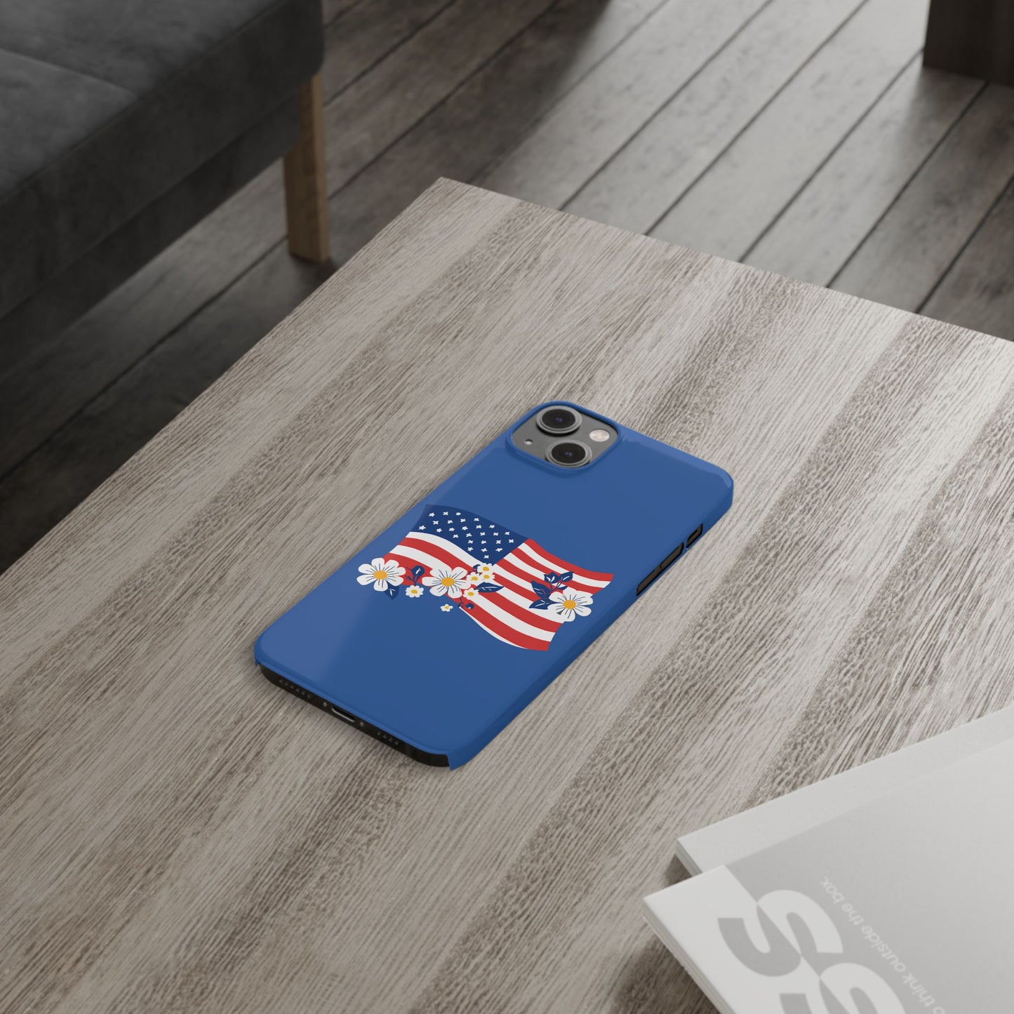 Patriotic Floral Phone Case - Slim Case for iPhone, Independence Day, Memorial Day, American Flag Design, Gifts for Her