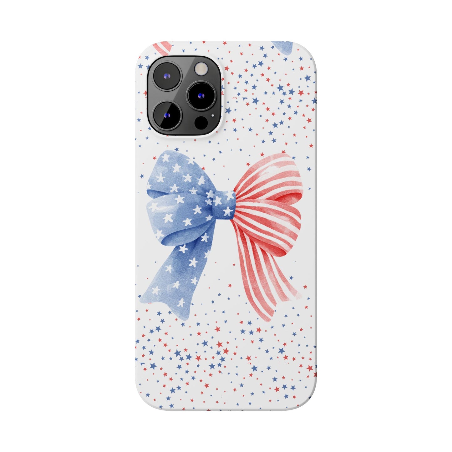 Patriotic Slim Phone Cases with Bow Design, Cute Phone Covers, Summer Accessories, Fourth of July Gift, Trendy Tech