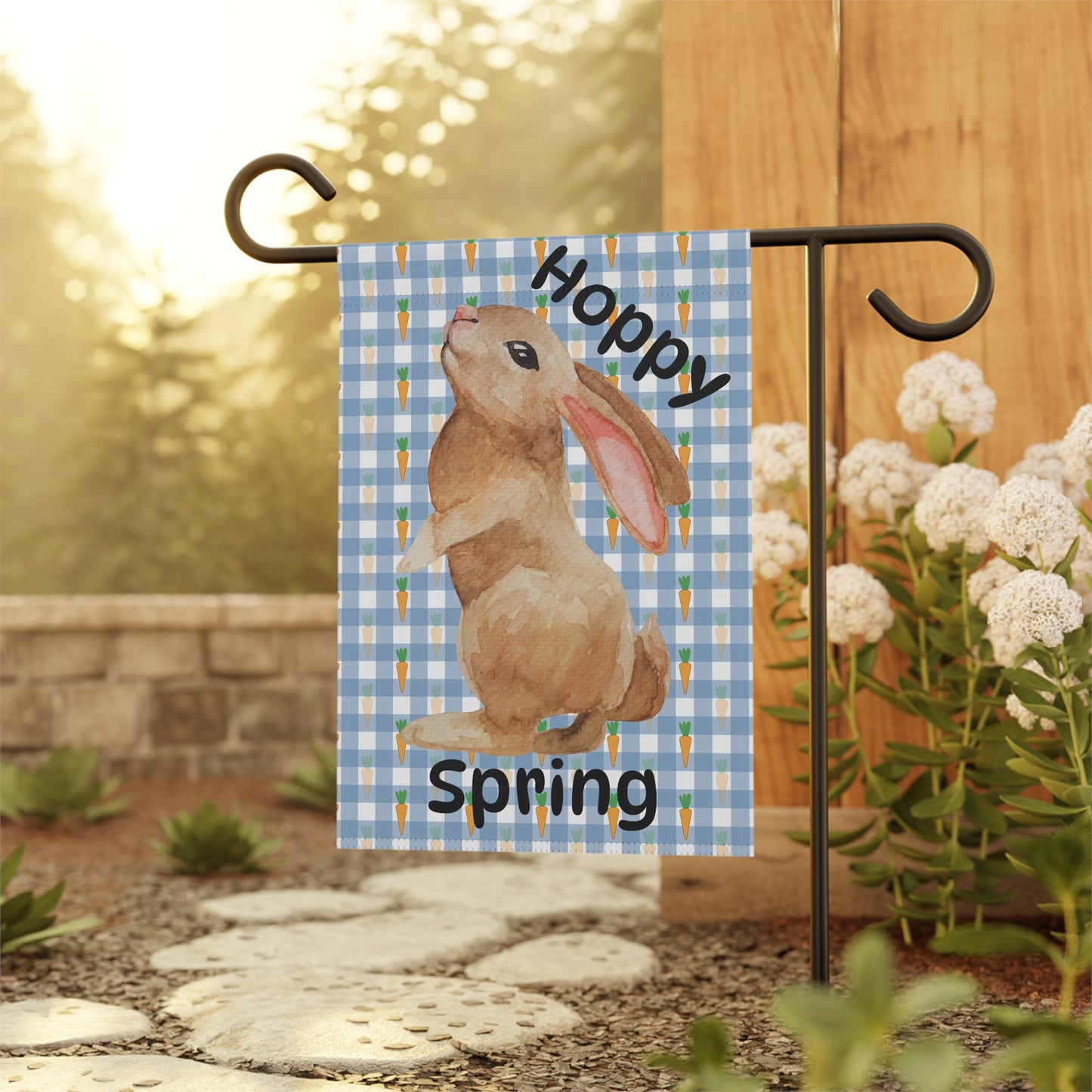 Spring Garden Banner with Bunny Design - 'Hoppy Spring' for Easter Decor