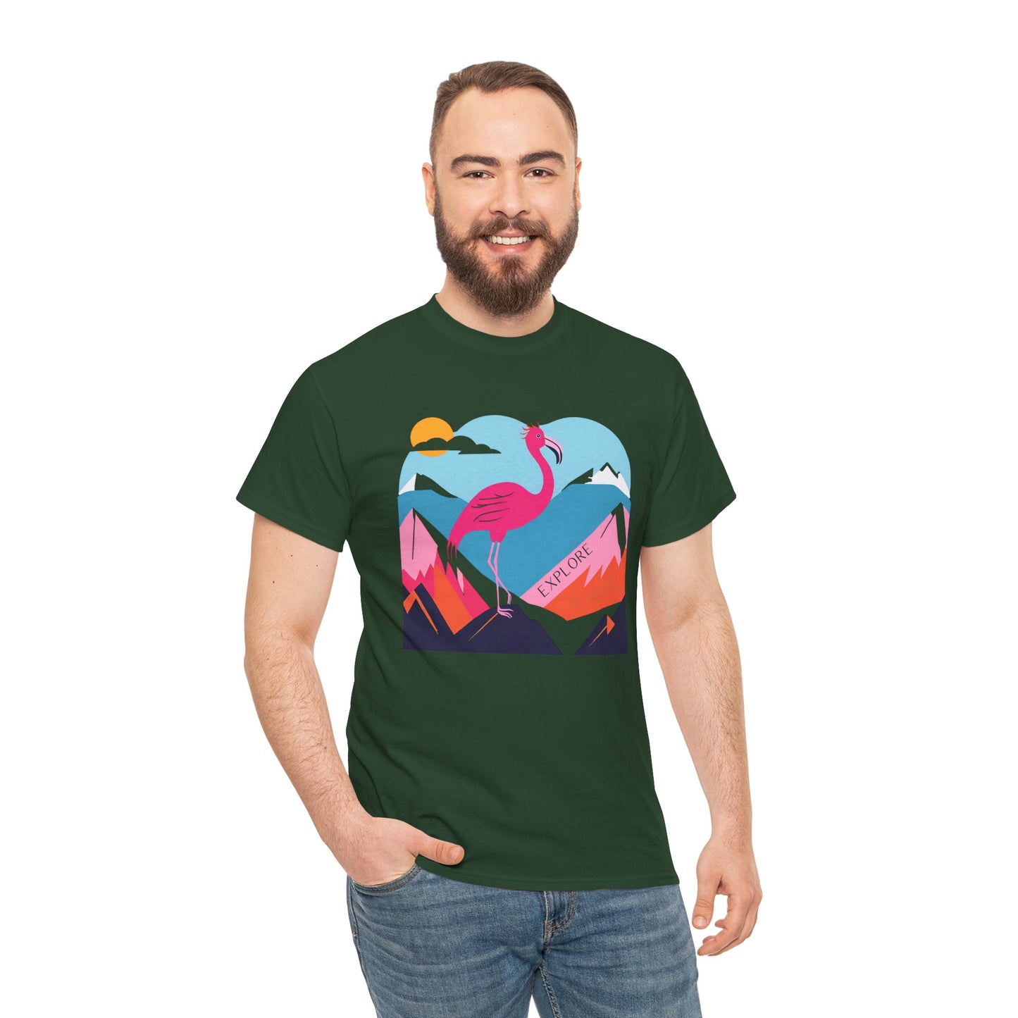 Flamingo Tee - Explore Flamingo Unisex Heavy Cotton Tee