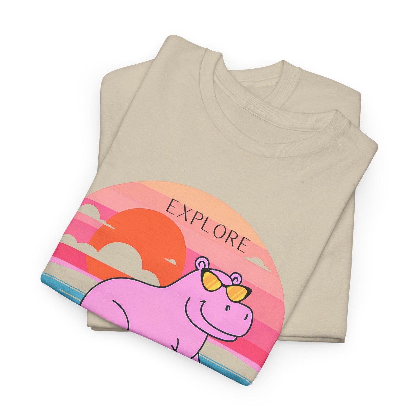 Cute Hippo 'Explore' Tee - Summer Fun