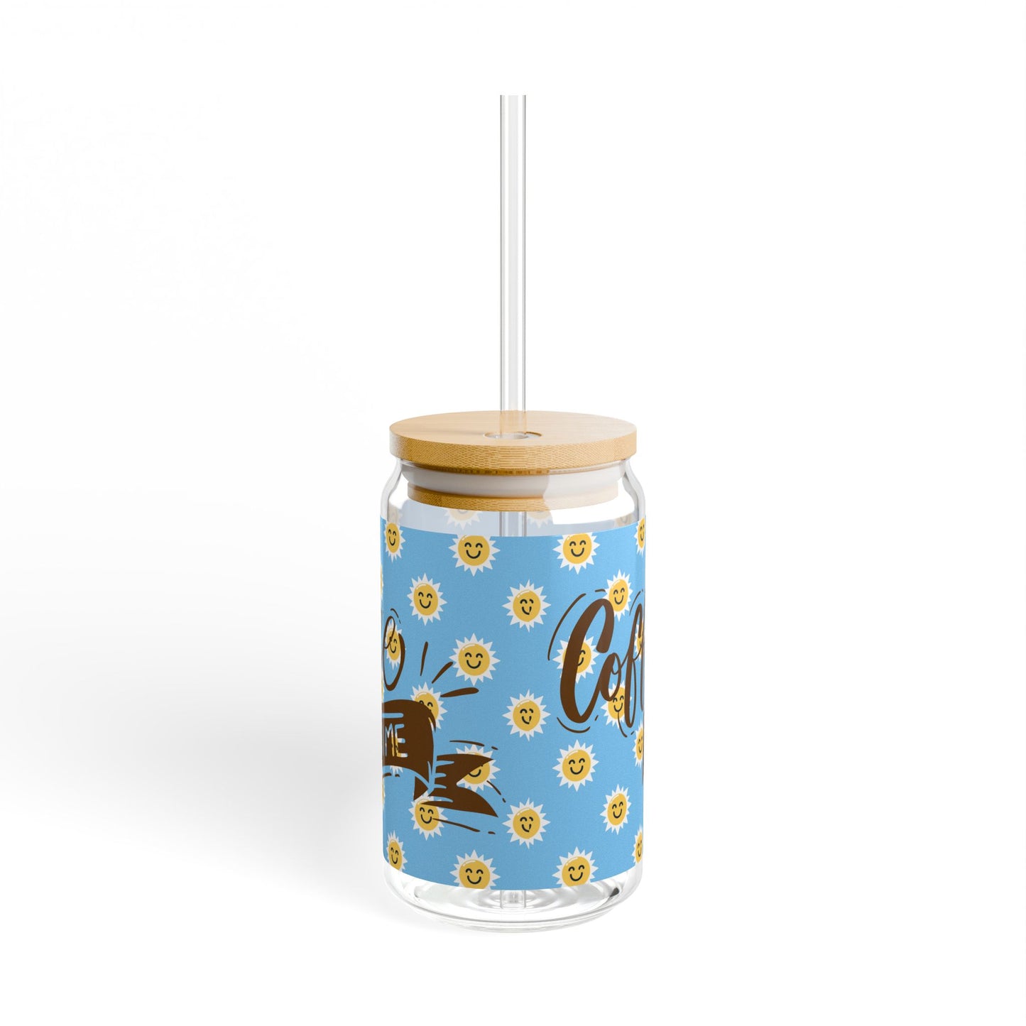 Smiley Sunshine Iced Coffee Sipper Glass