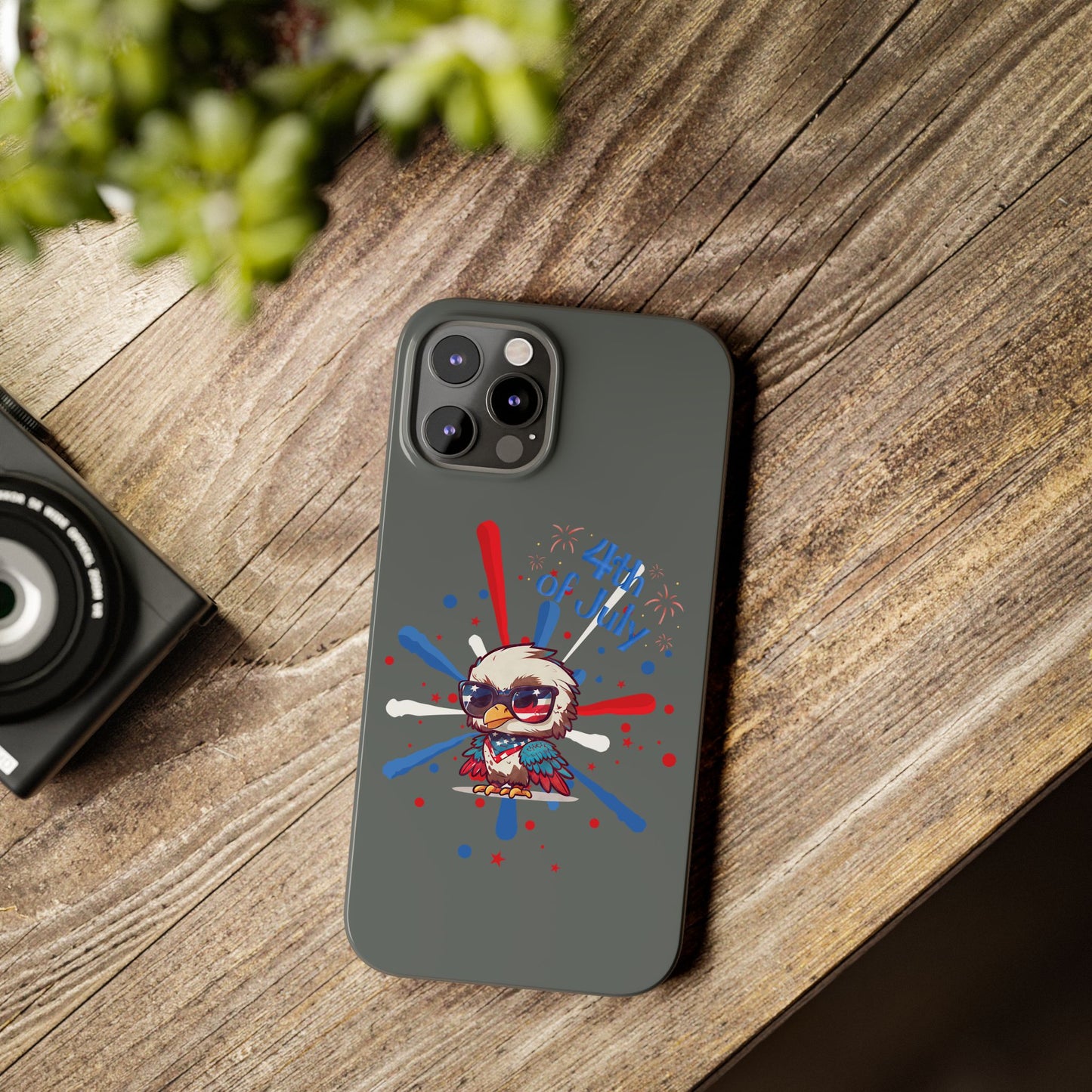 Patriotic Slim Phone Cases with Vector Owl Design | Fourth of July Phone Cover, USA Pride Phone Case, Holiday Gift, Trendy Phone Accessory
