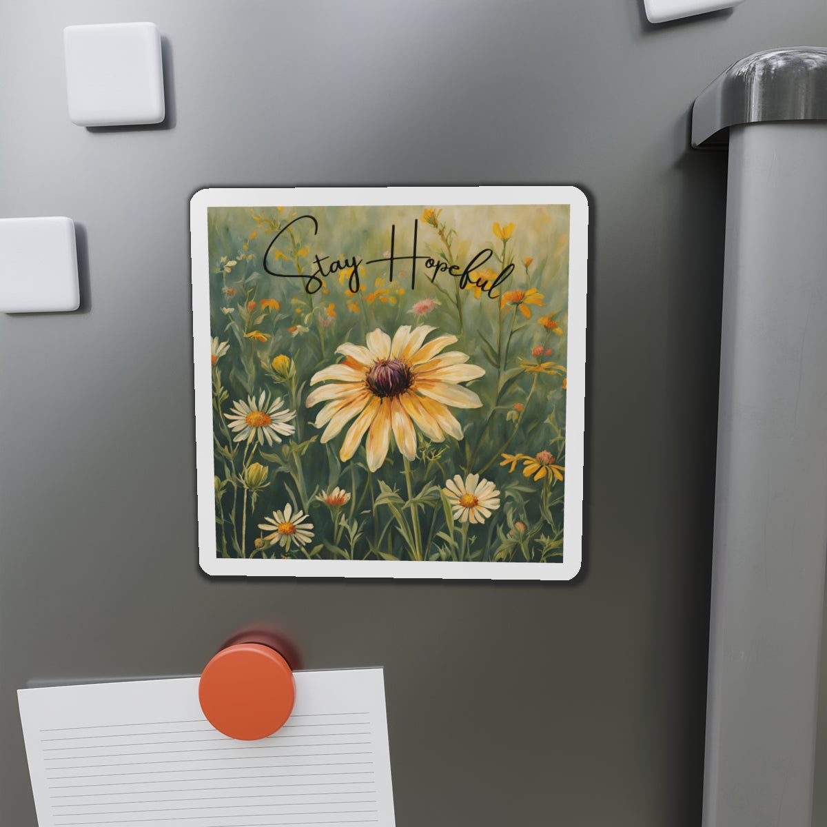 Inspirational Die-Cut Magnet - 'Stay Hopeful' Floral Design