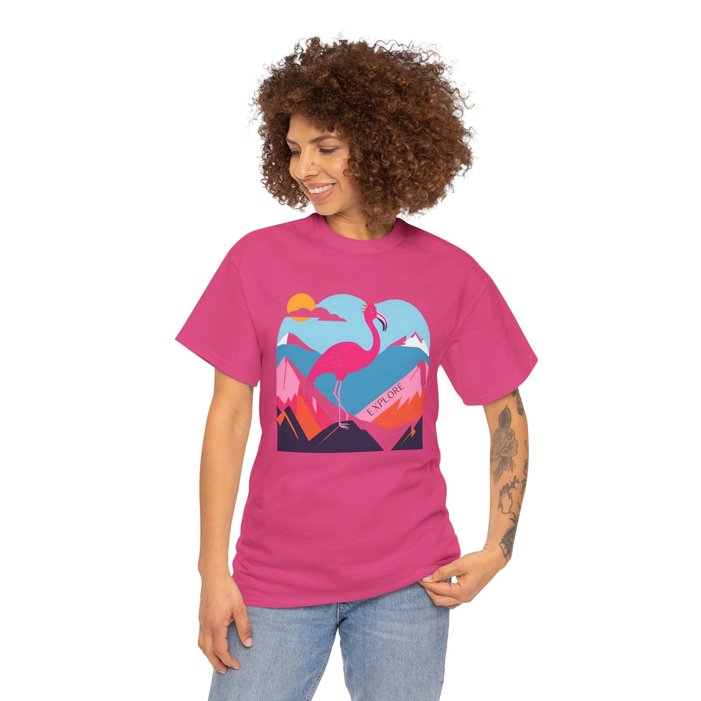 Flamingo Tee - Explore Flamingo Unisex Heavy Cotton Tee