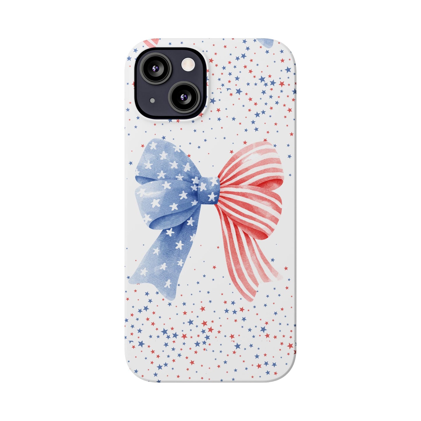 Patriotic Slim Phone Cases with Bow Design, Cute Phone Covers, Summer Accessories, Fourth of July Gift, Trendy Tech
